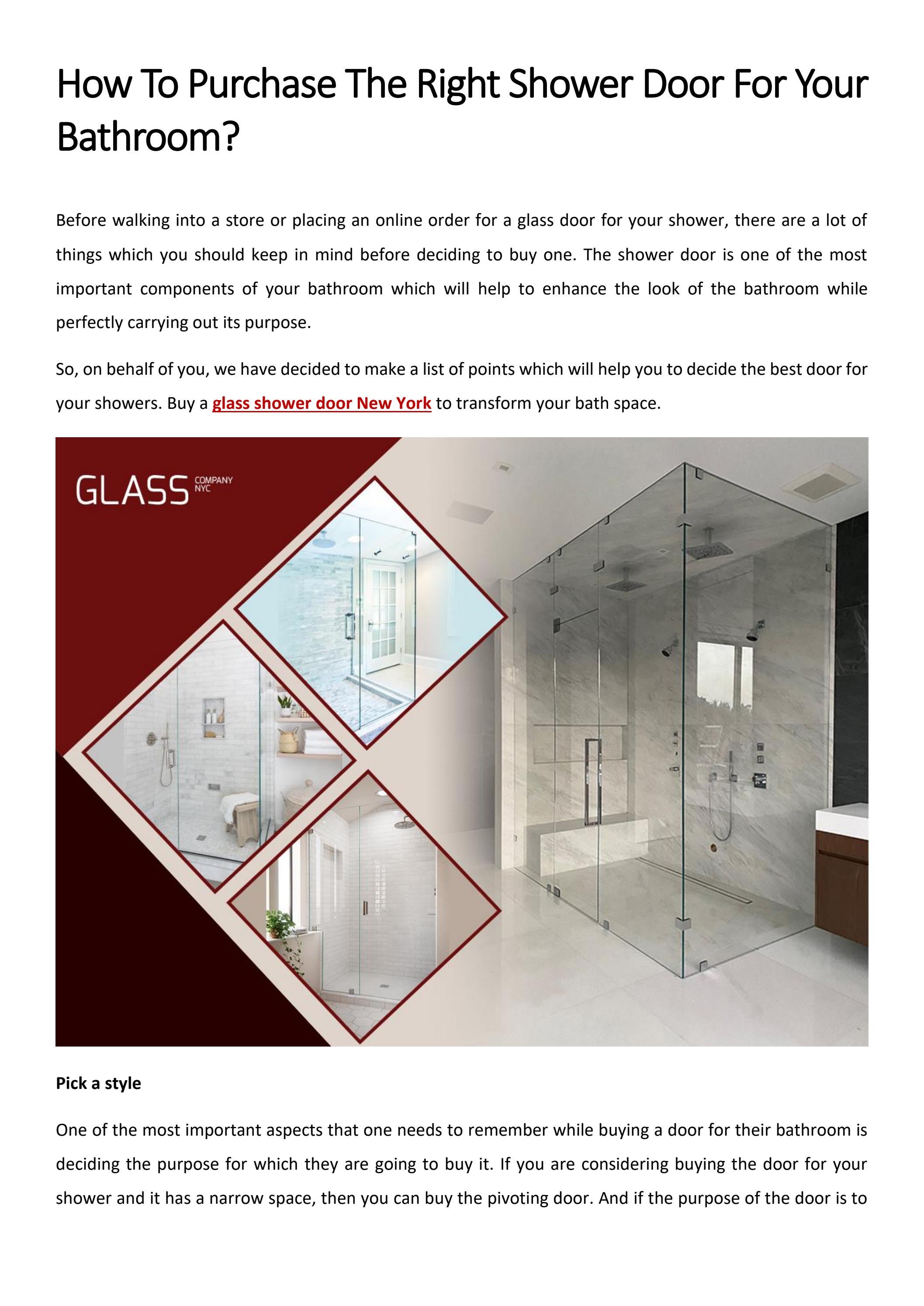 How To Purchase The Right Shower Door For Your Bathroom? by Glass