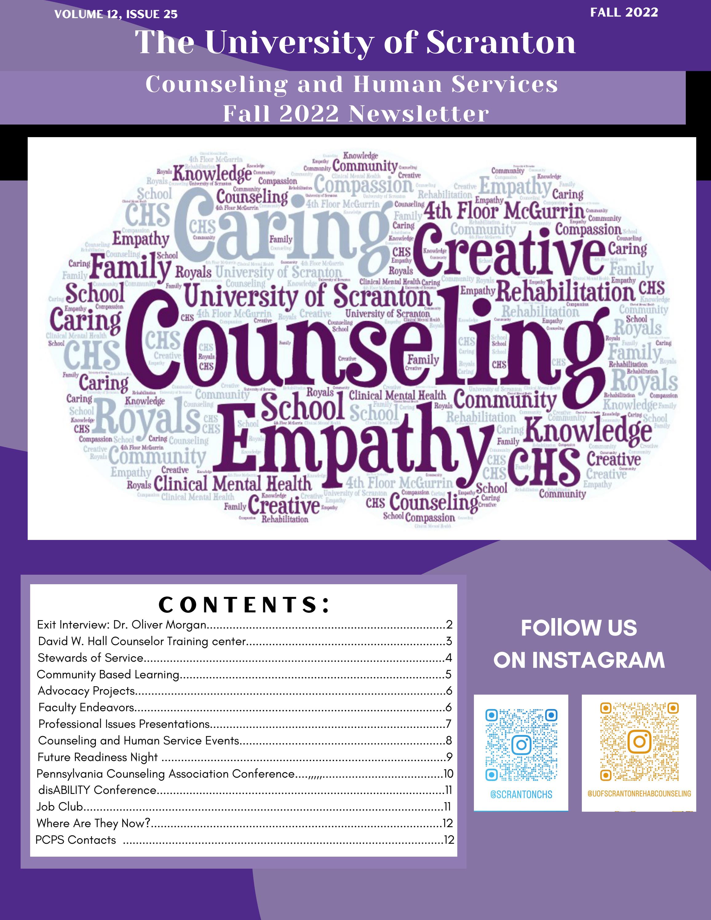 Counseling and Human Services Newsletter, Fall 2022 by The University