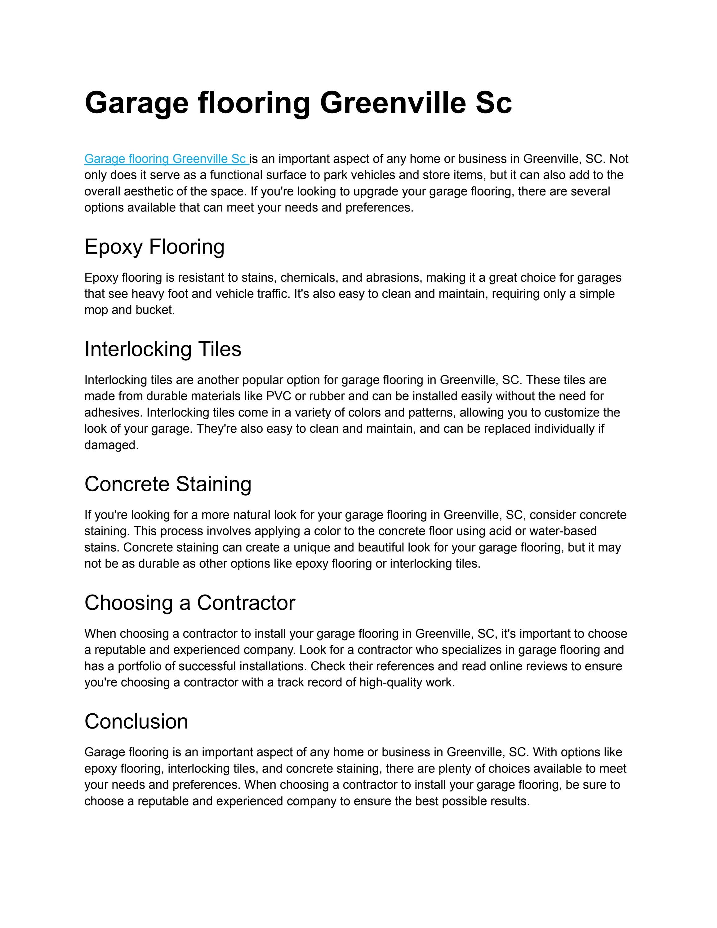 Garage flooring Greenville Sc by Rose J Issuu