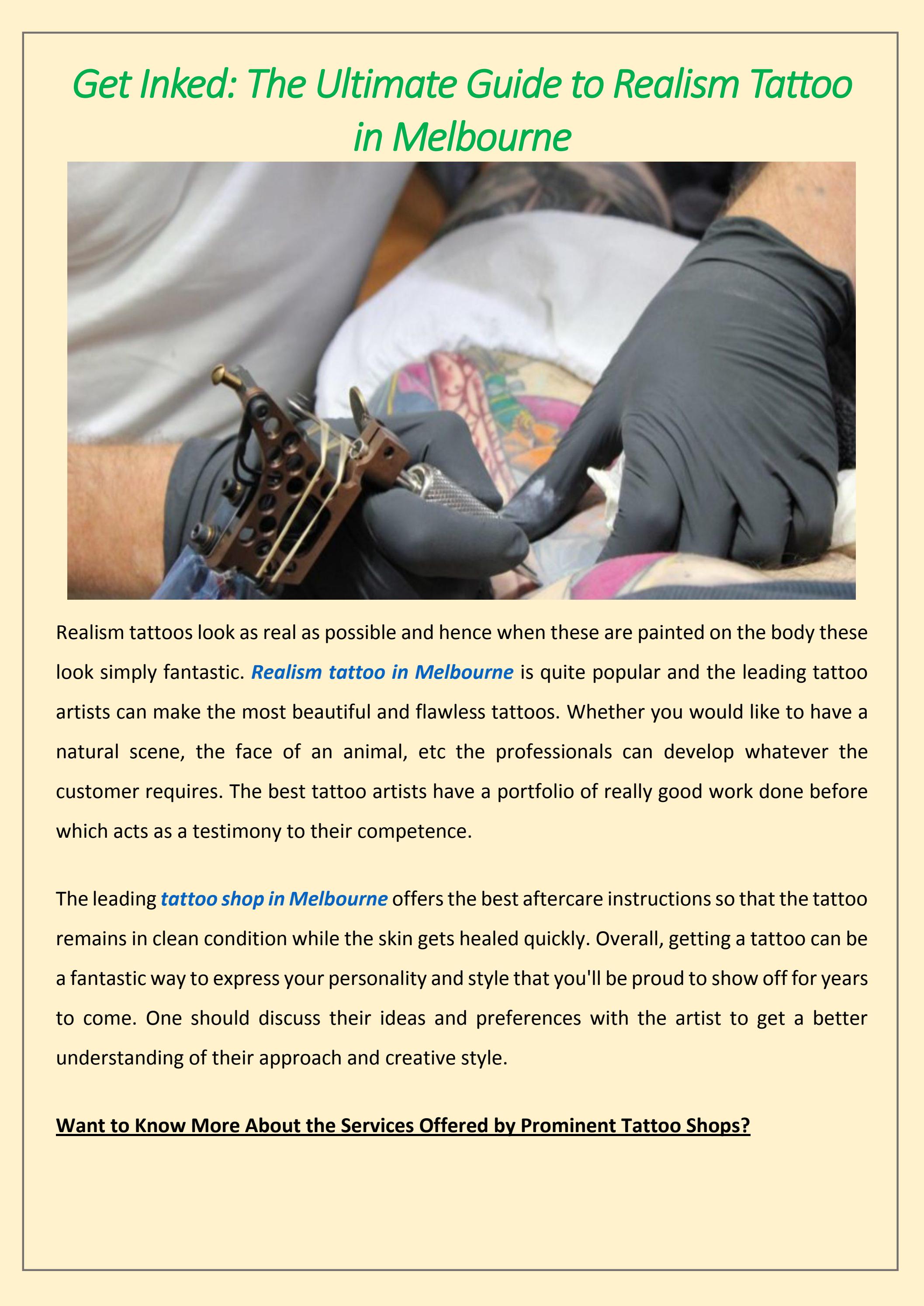 Get Inked The Ultimate Guide to Realism Tattoo in Melbourne by Pure