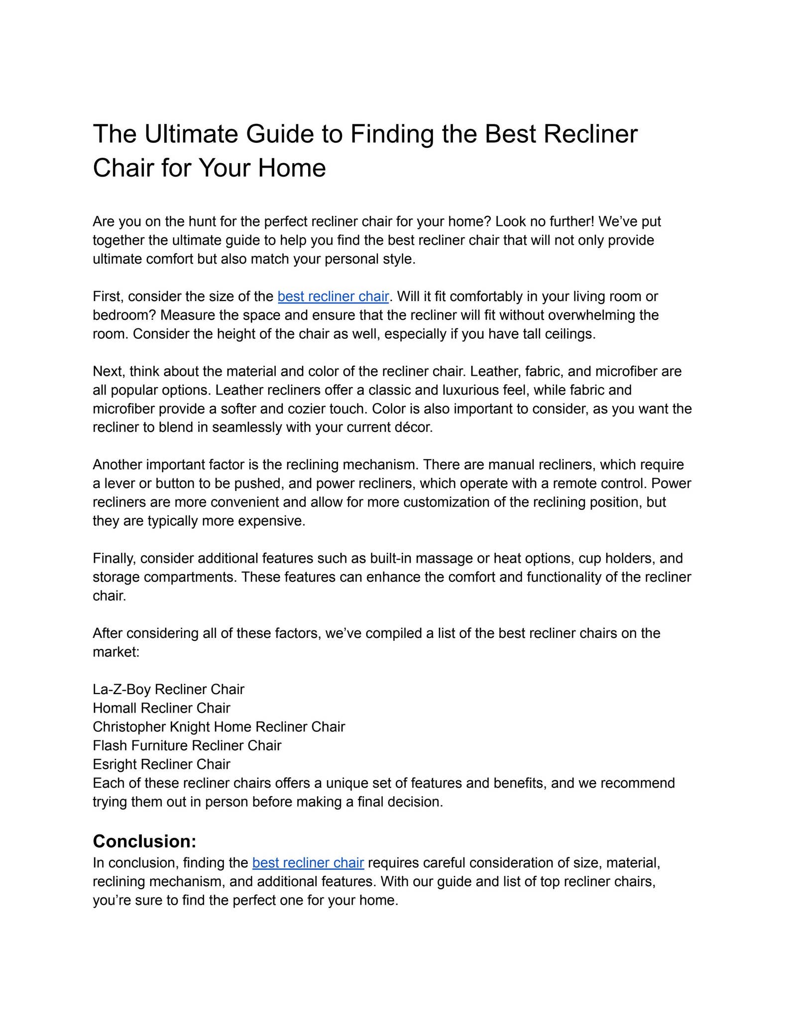 The Ultimate Guide to Finding the Best Recliner Chair for Your Home by ...