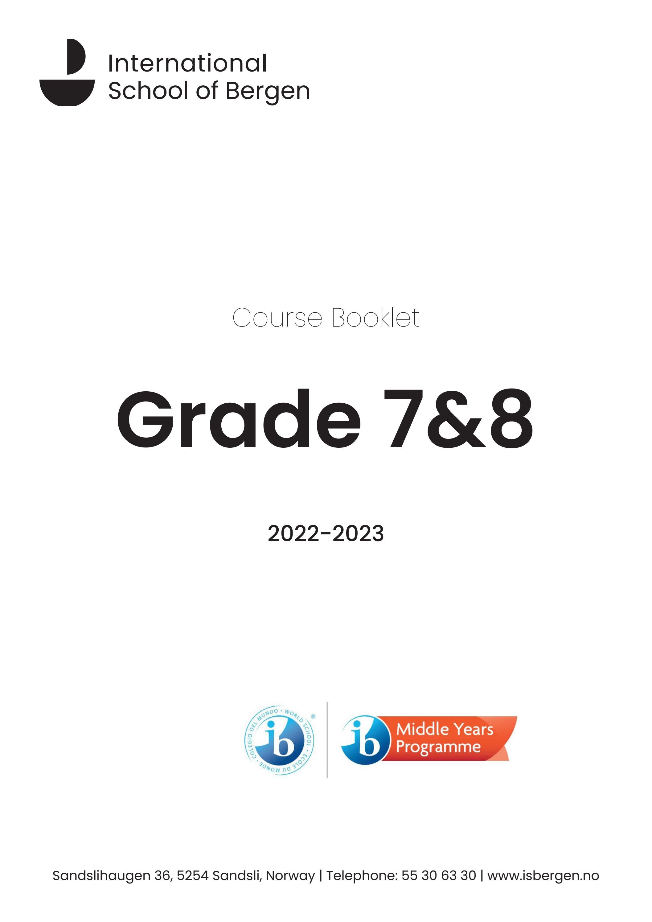 MYP Curriculum Guide Grade 7 & 8 by International School of Bergen Issuu