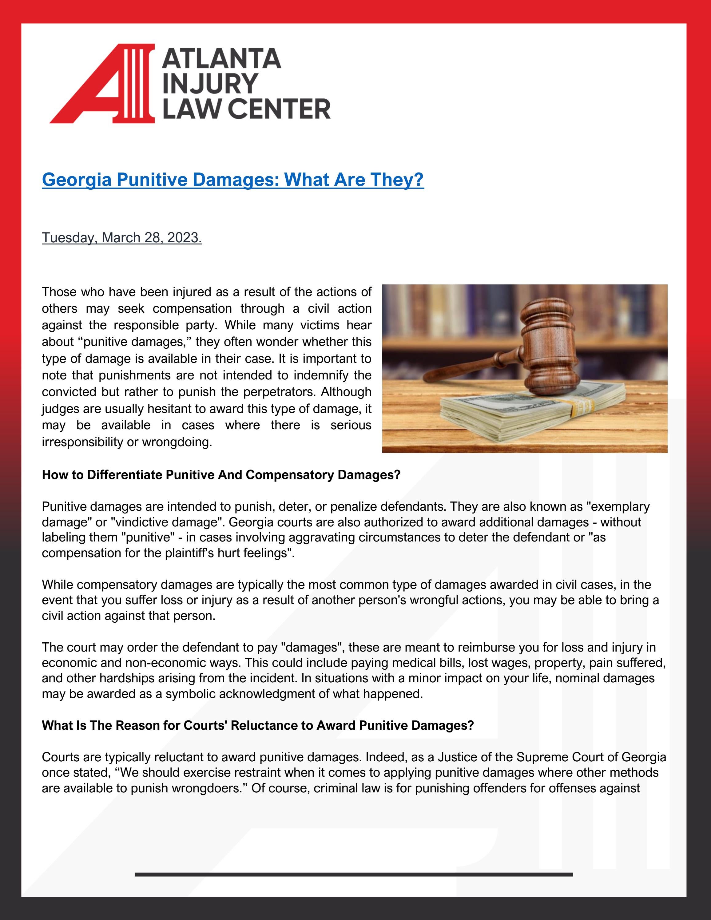 Punitive Damages What Are They? by Atlanta Injury Law Center