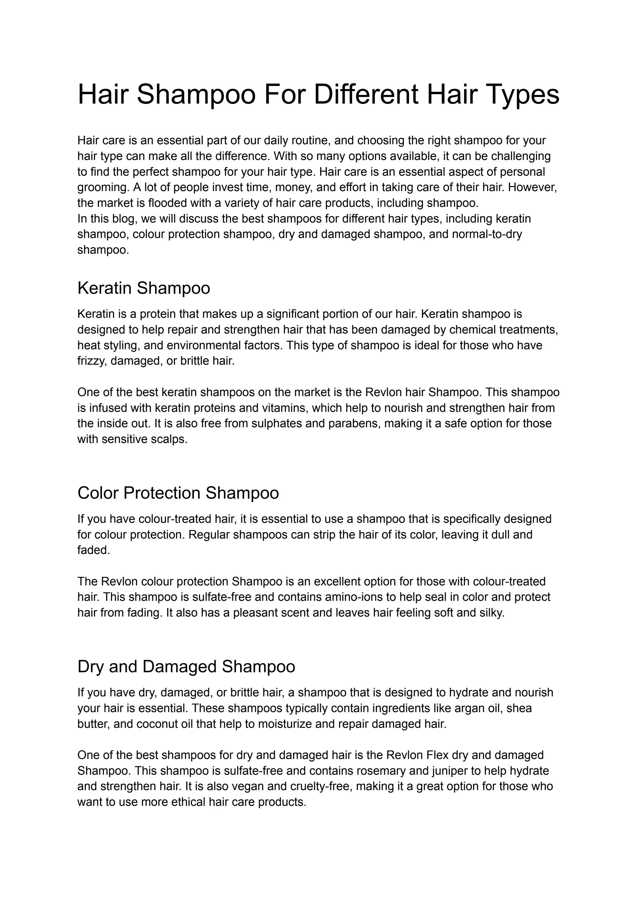 Hair Shampoo for different hair types by One Friday World - Issuu