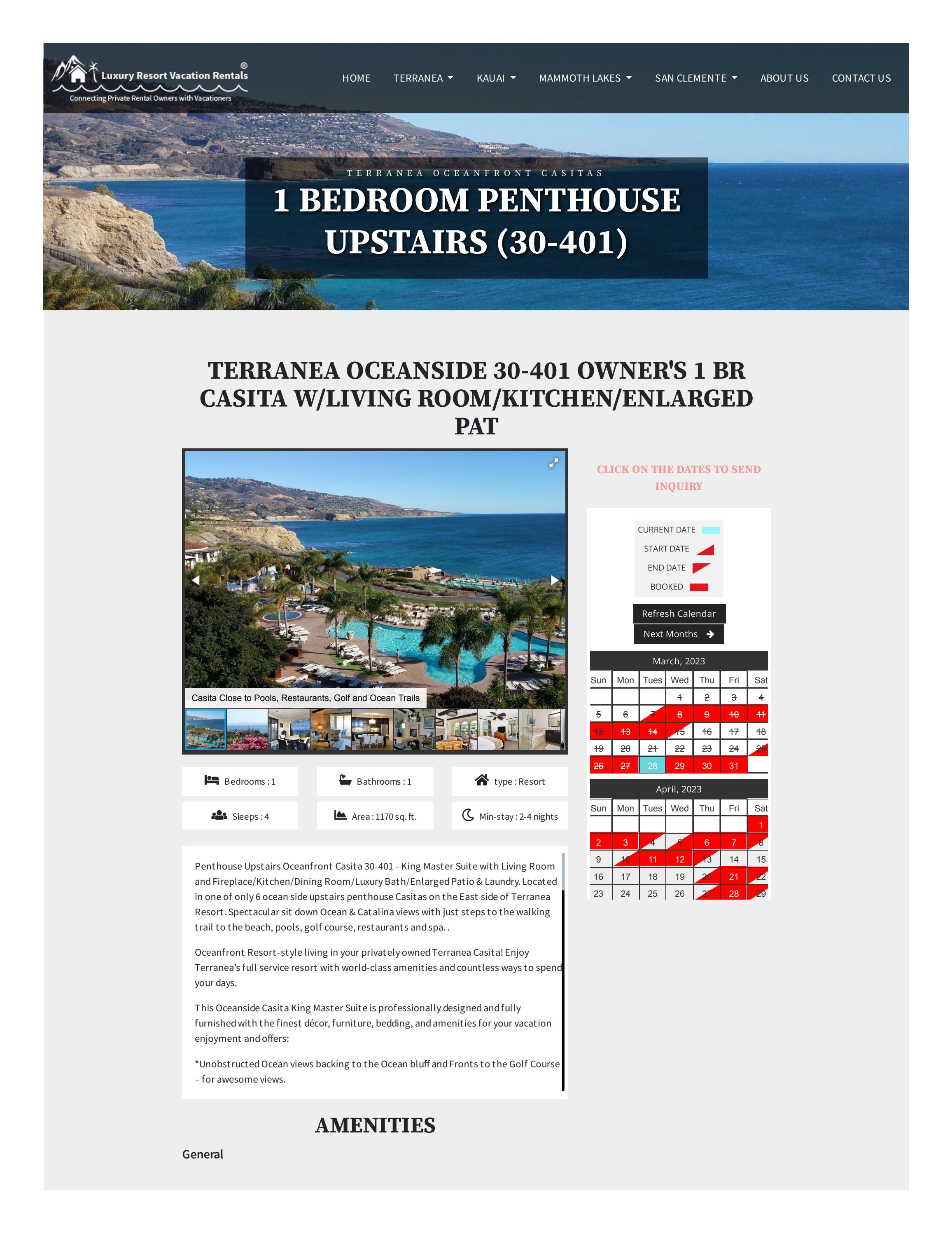 Luxury Vacation Rentals By Owner, Terranea, Kauai, Mammoth Lakes, So