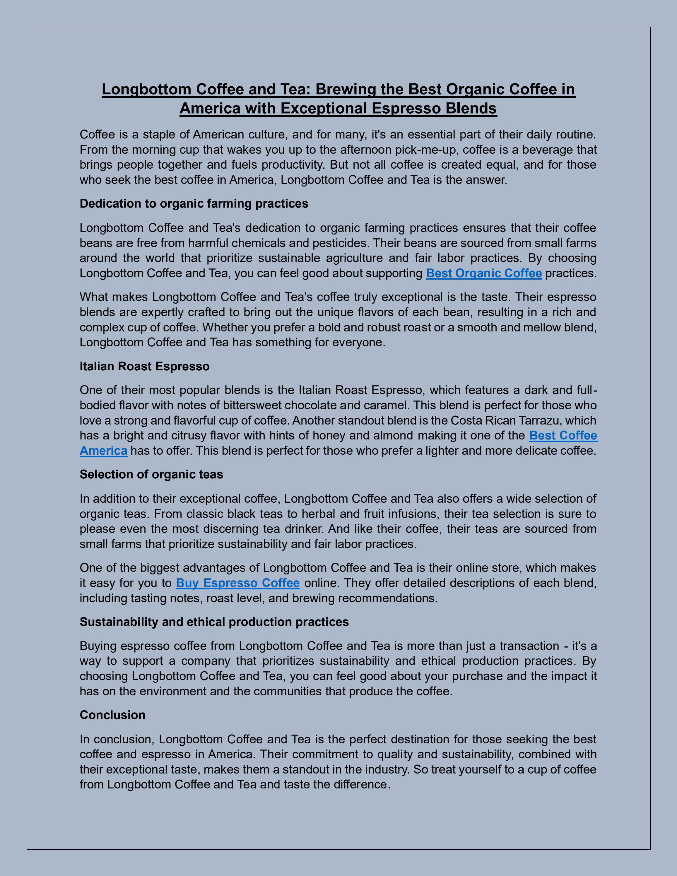 Best Organic Coffee Best Coffee America Buy Espresso Coffee by Longbottom Coffee Issuu
