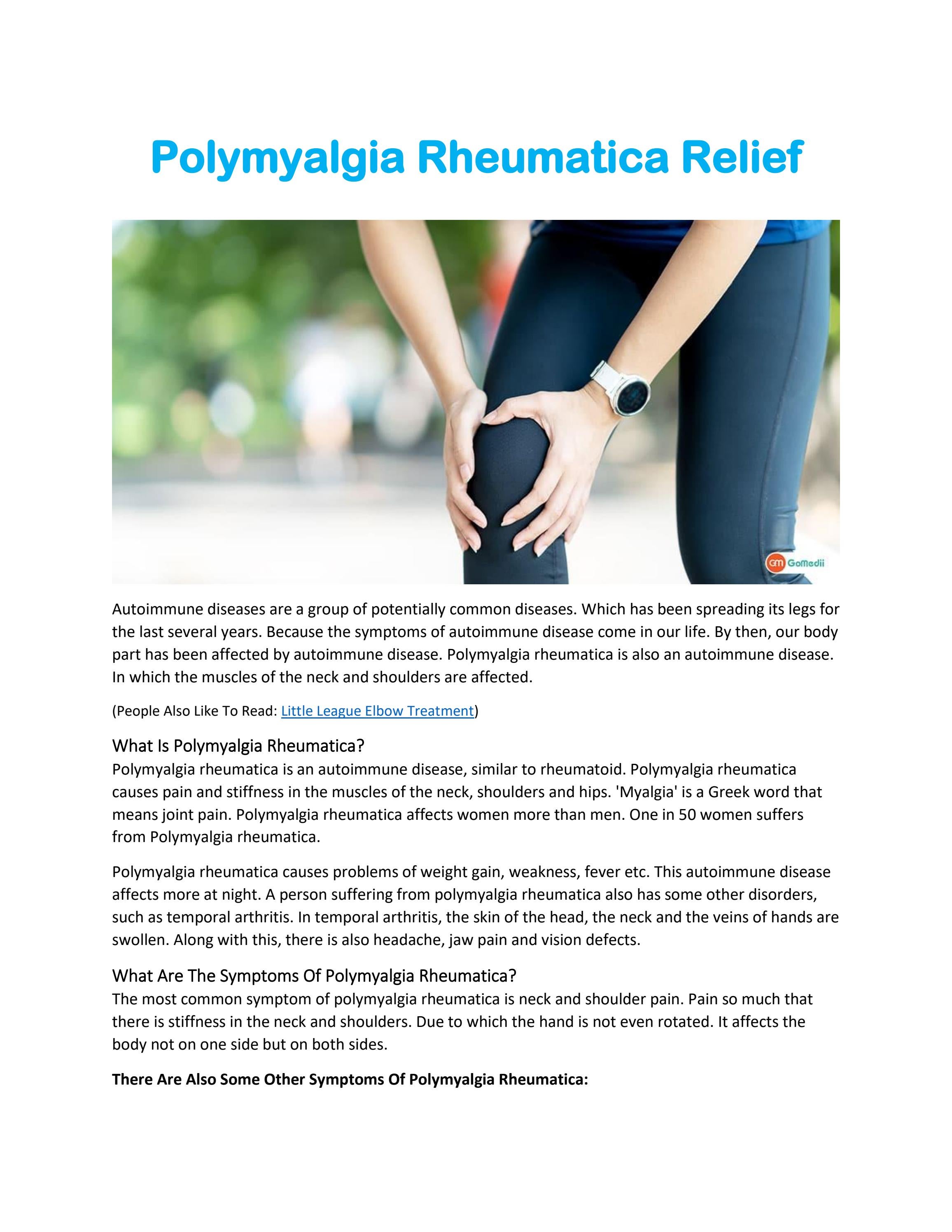POLYMYALGIA RHEUMATICA RELIEF By GoMedii Issuu