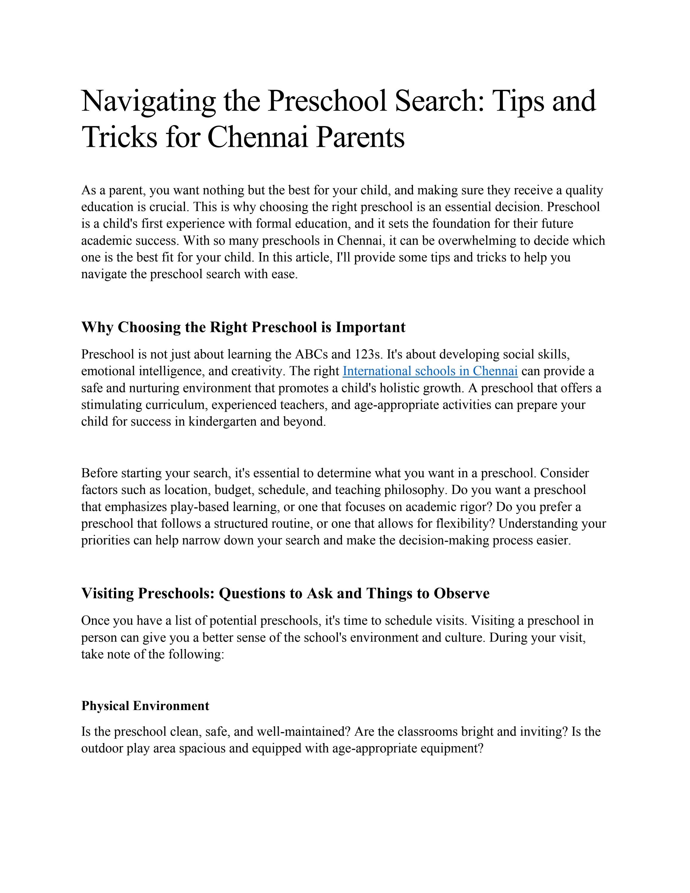 International Schools In Chennai Best Preschool In Chennai By ASIS