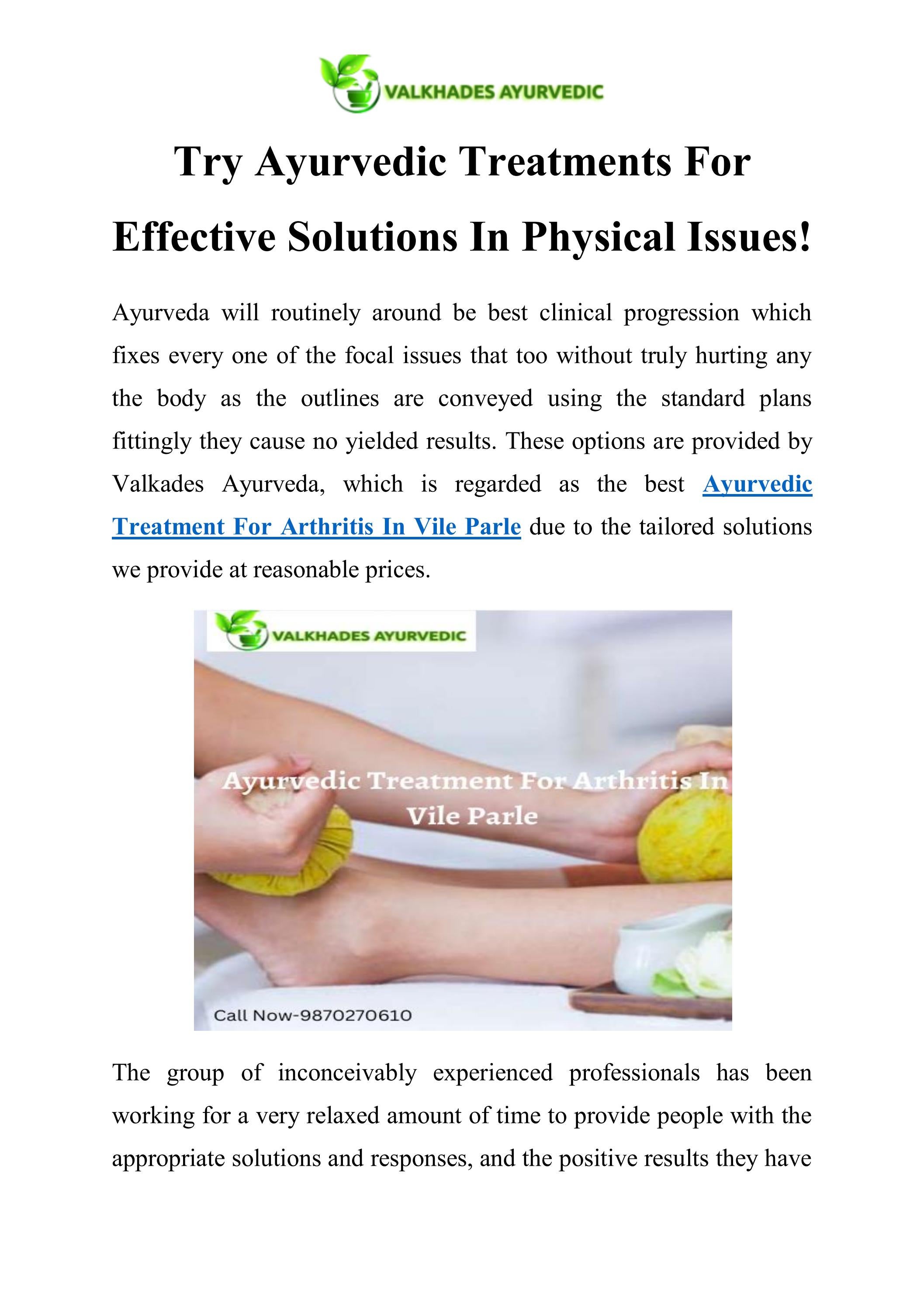 Ayurvedic Treatment For Arthritis In Vile Parle Call9870270610 by