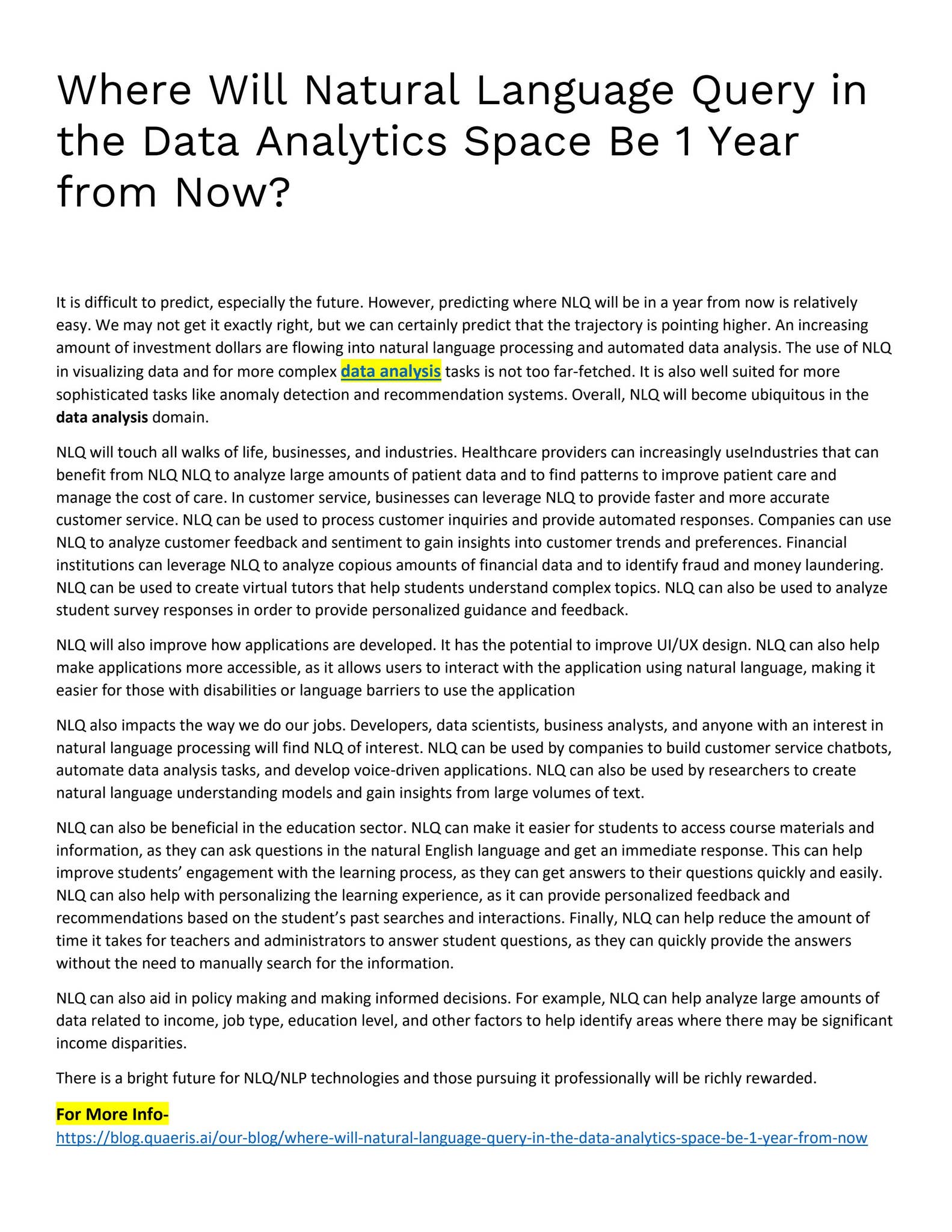 Where Will Natural Language Query in the Data Analytics Space Be 1 Year ...