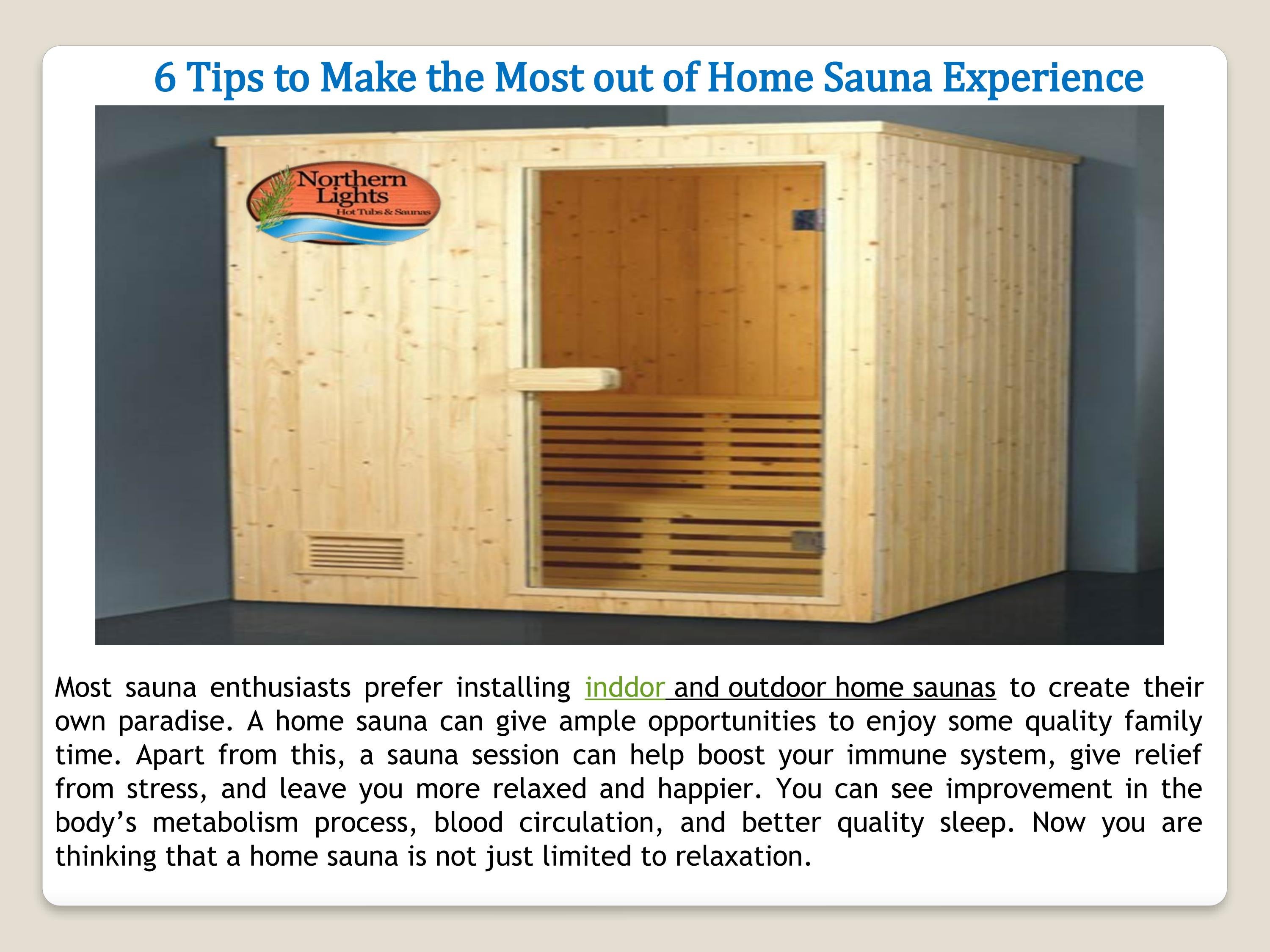 6 Tips to Make the Most out of Home Sauna Experience by Cedar Barrel