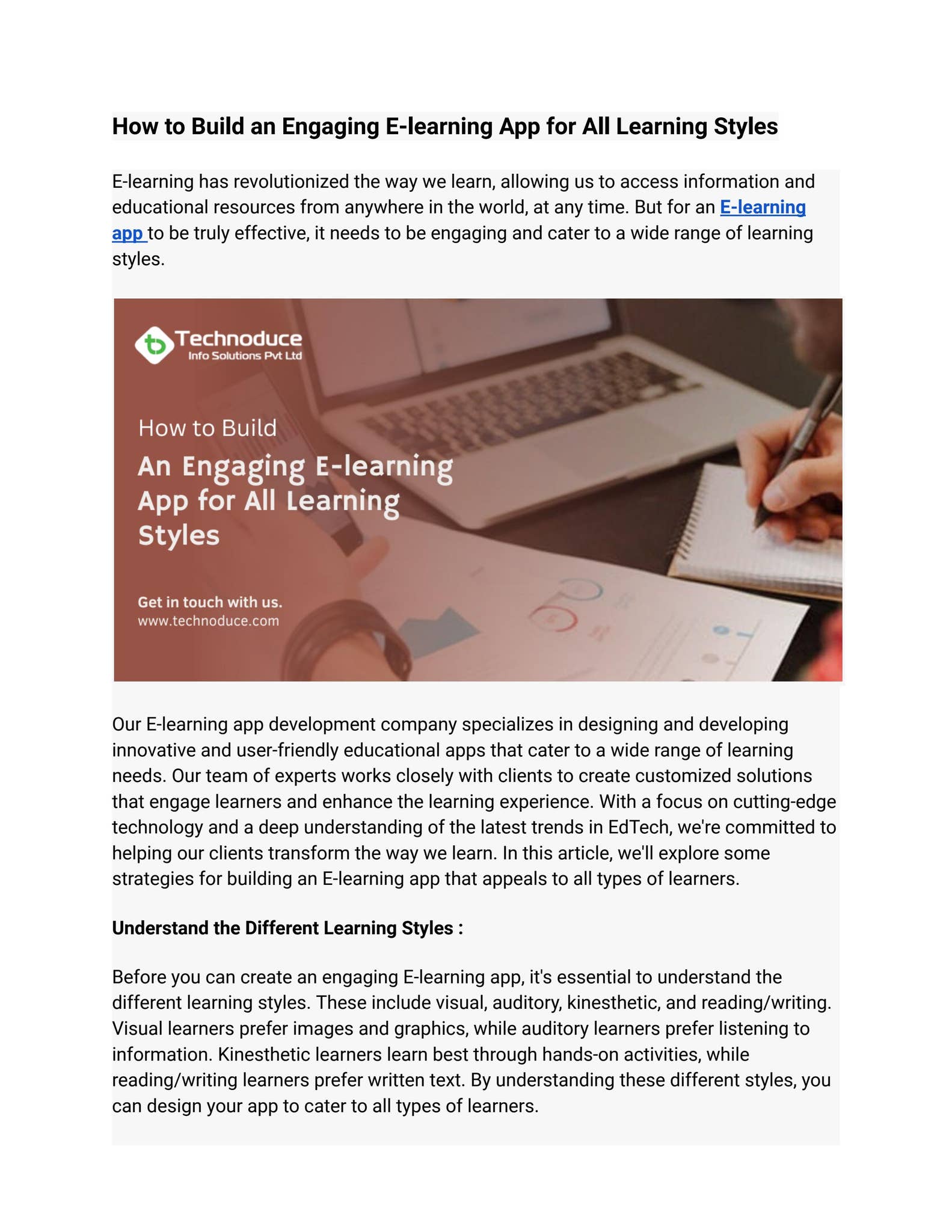How to Build an Engaging E-learning App for All Learning Styles by Ajay ...