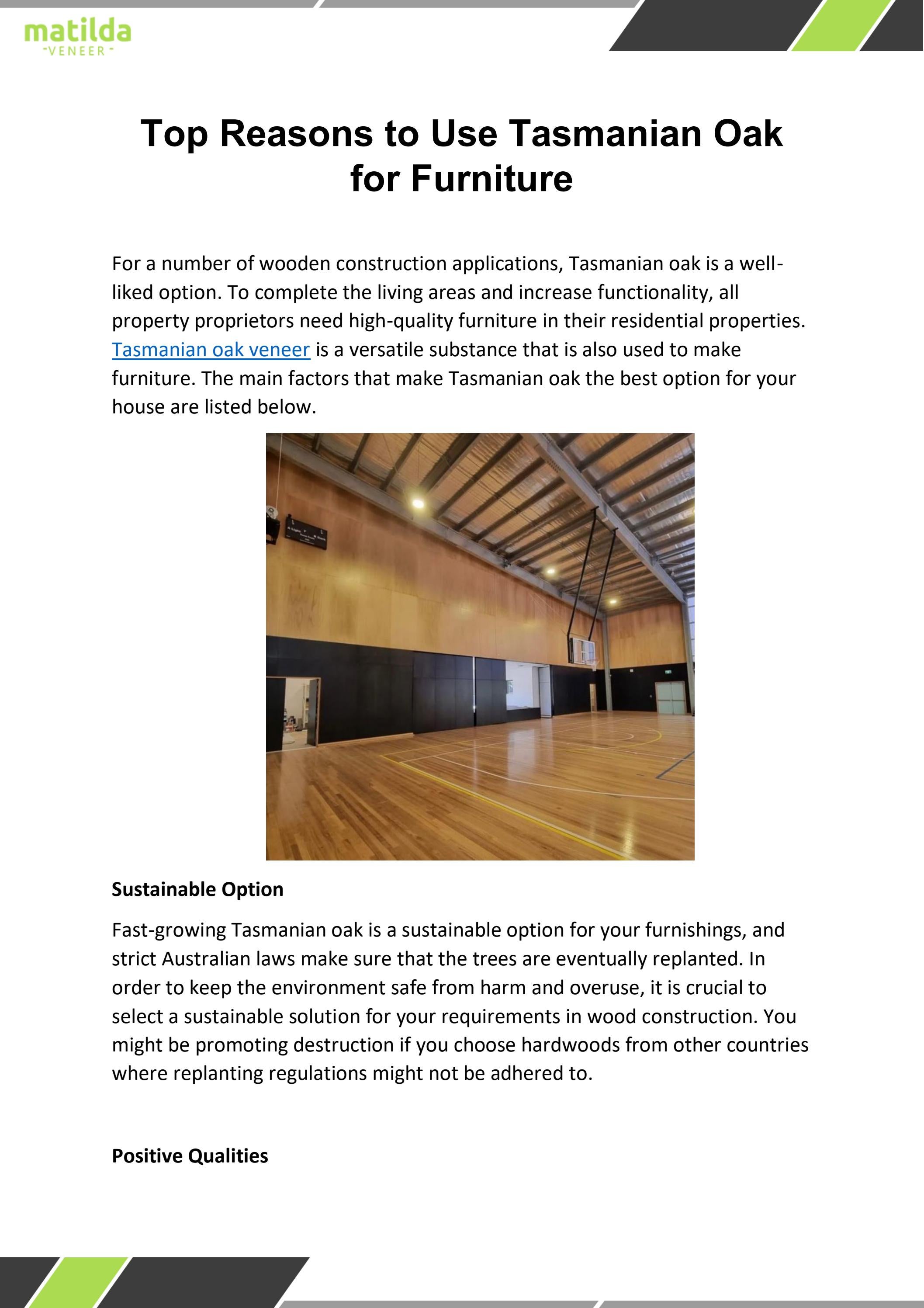 Top Reasons to Use Tasmanian Oak for Furniture by Matilda Veneer Issuu