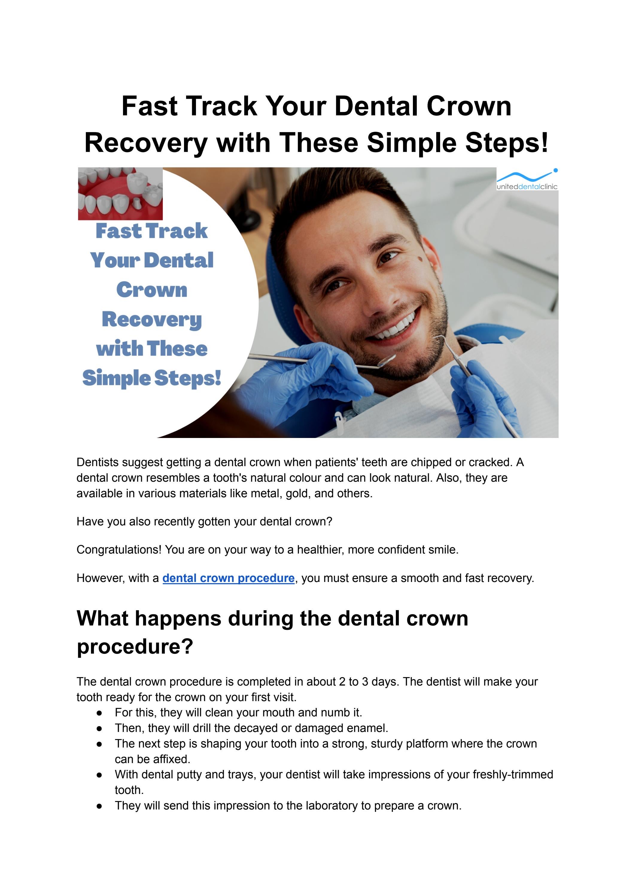 Fast Track Your Dental Crown Recovery with These Simple Steps by United