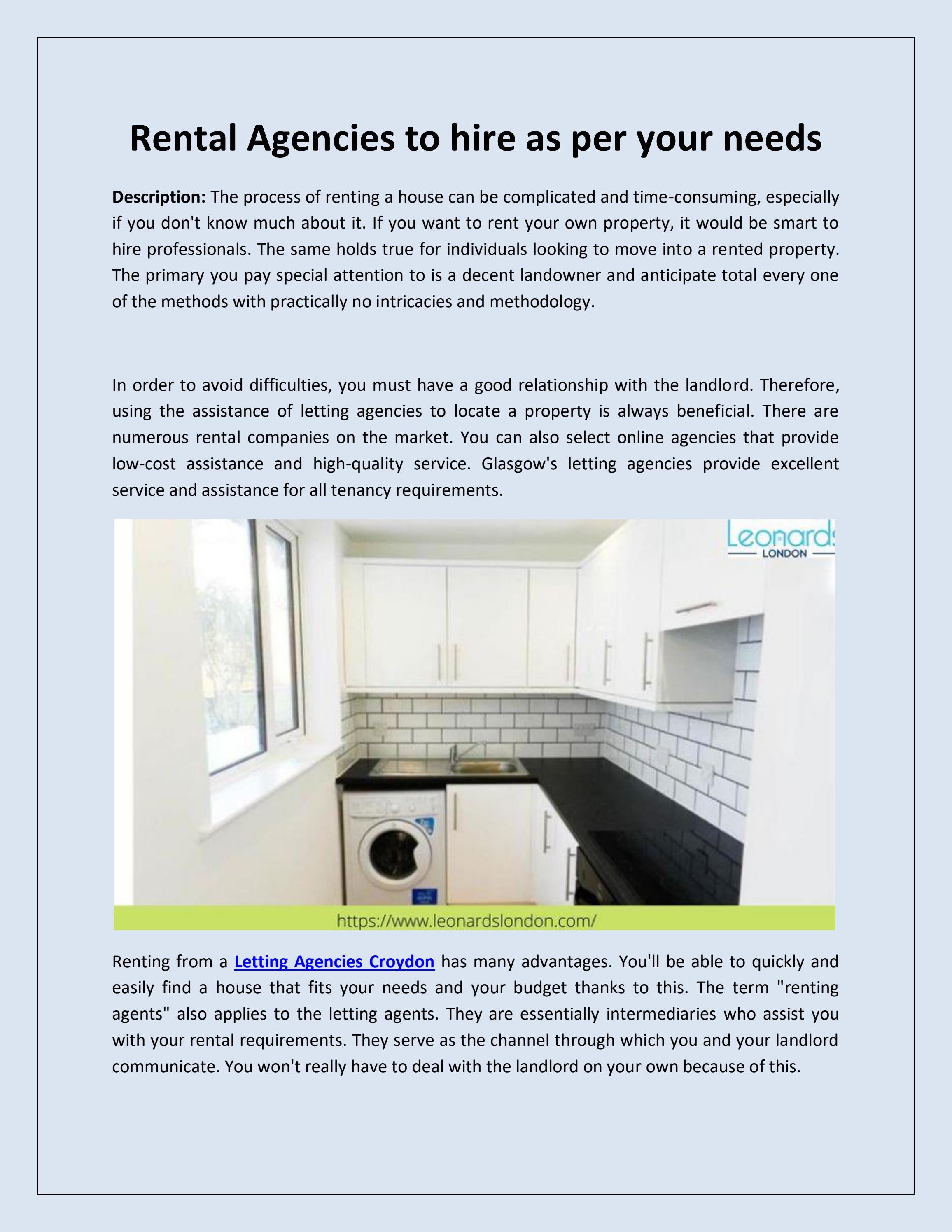 Rental Agencies to hire as per your needs by Leonards London Issuu