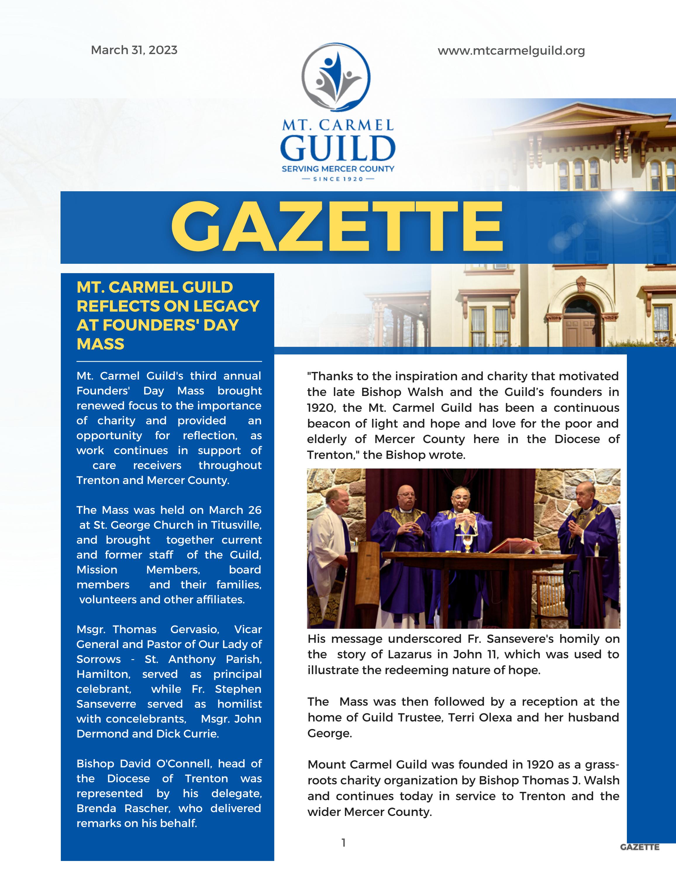 Gazette by Mt. Carmel Guild (FebMarch 2023) by Mtcarmelguild Issuu