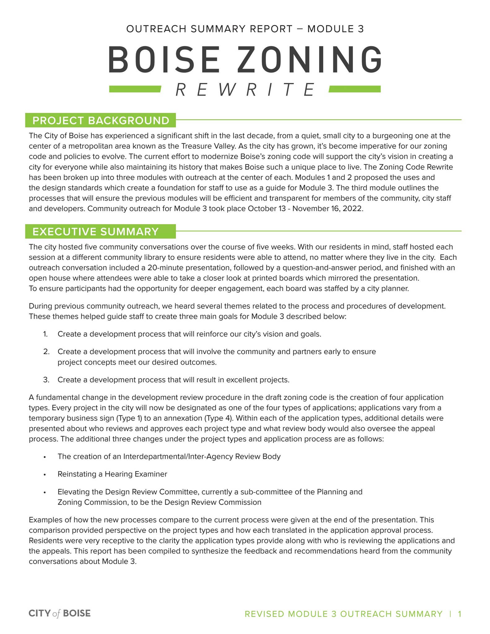 Modern Zoning Code - Exhibit I - Zoning Code Outreach Summary Module 3 ...