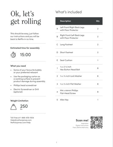 nathanjameshome 家具目录 · Hylie Bar 凳 Instruction Sheet 第 2 页