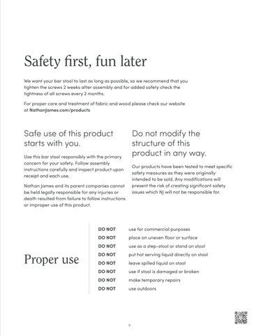 nathanjameshome 家具目录 · Hylie Bar 凳 29" Instruction Sheet 第 9 页