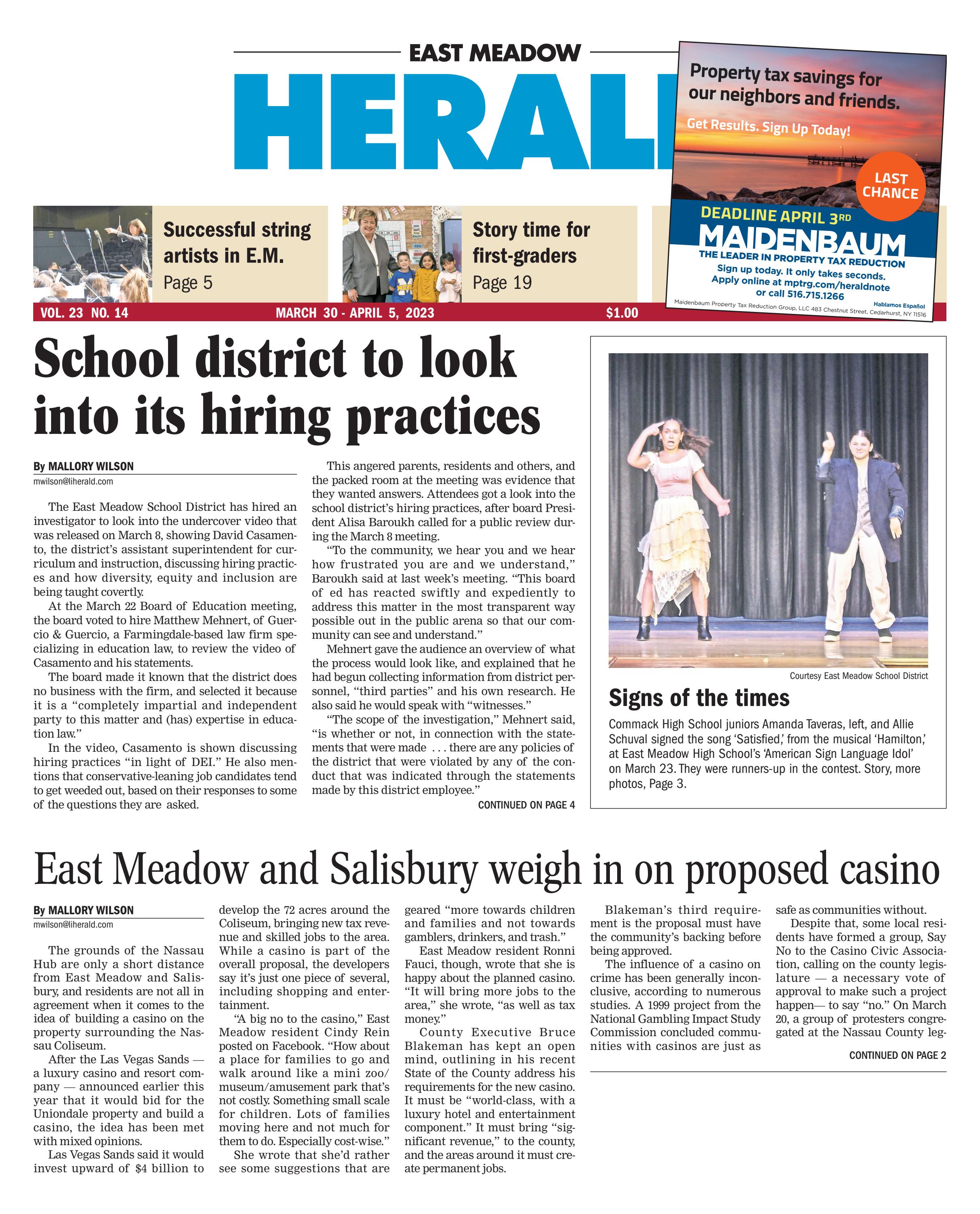 East Meadow Herald 03-30-2023 by Richner Communications, Inc - Issuu