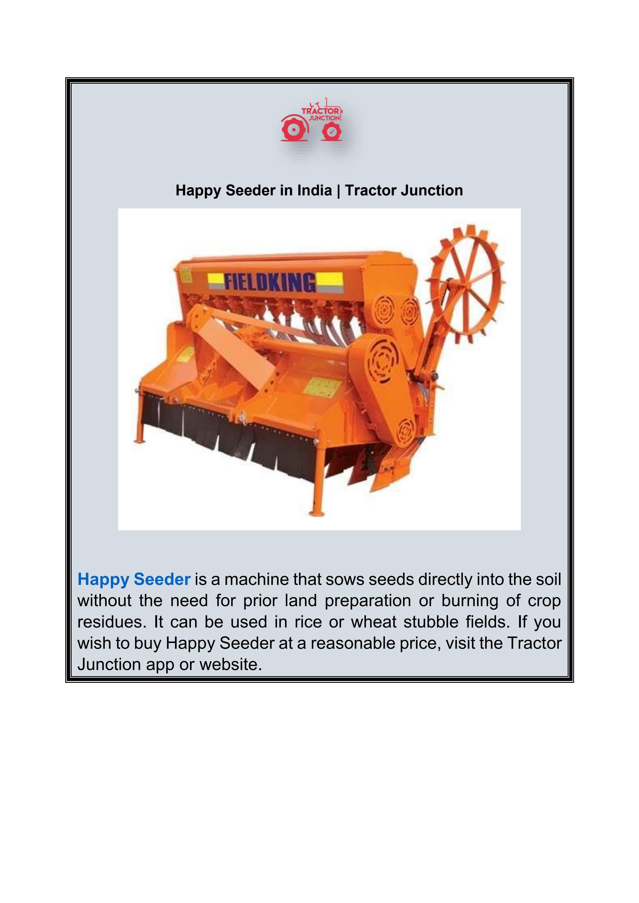 Happy Seeder in India Tractor Junction by cultivator Issuu