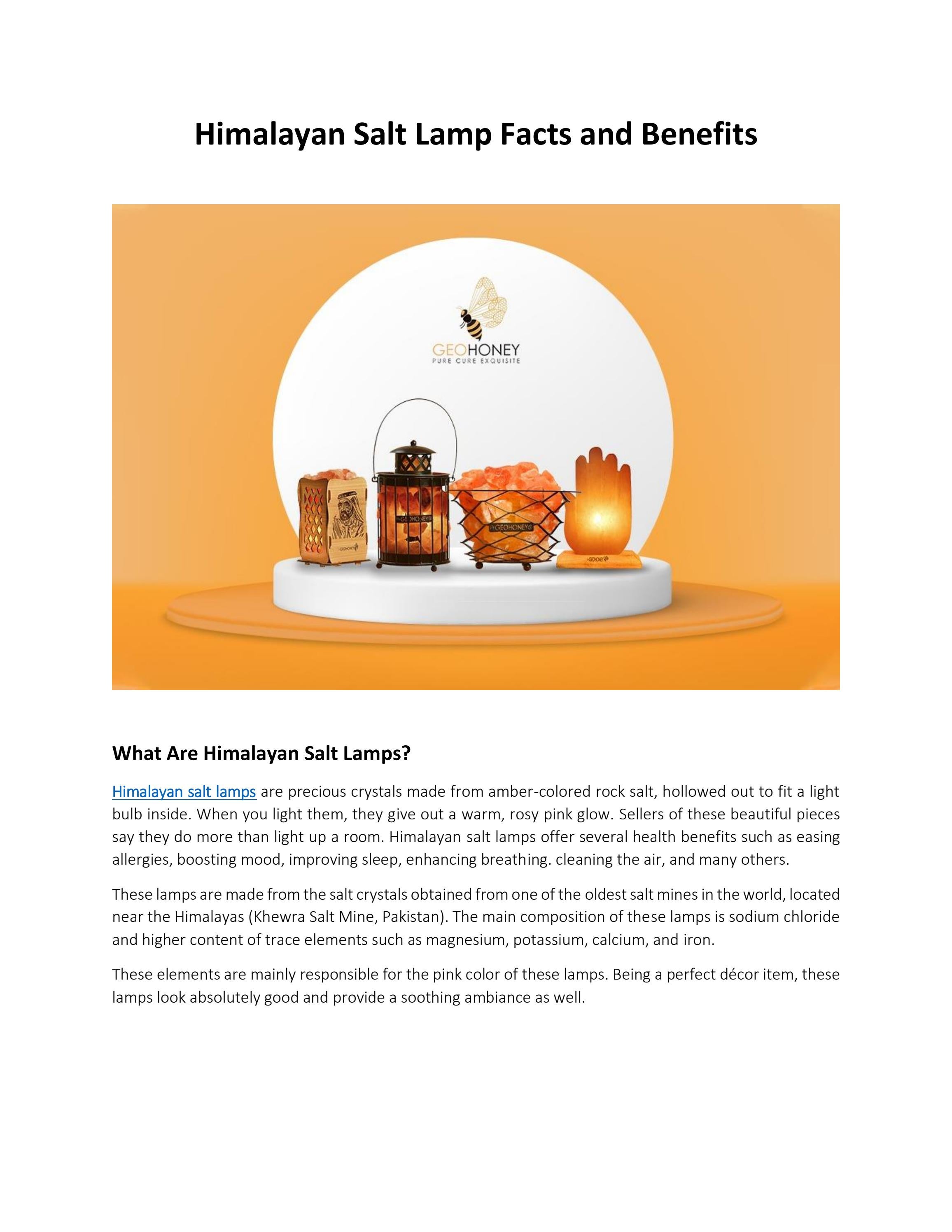Himalayan Salt Lamp Facts and Benefits by GeoHoney Issuu