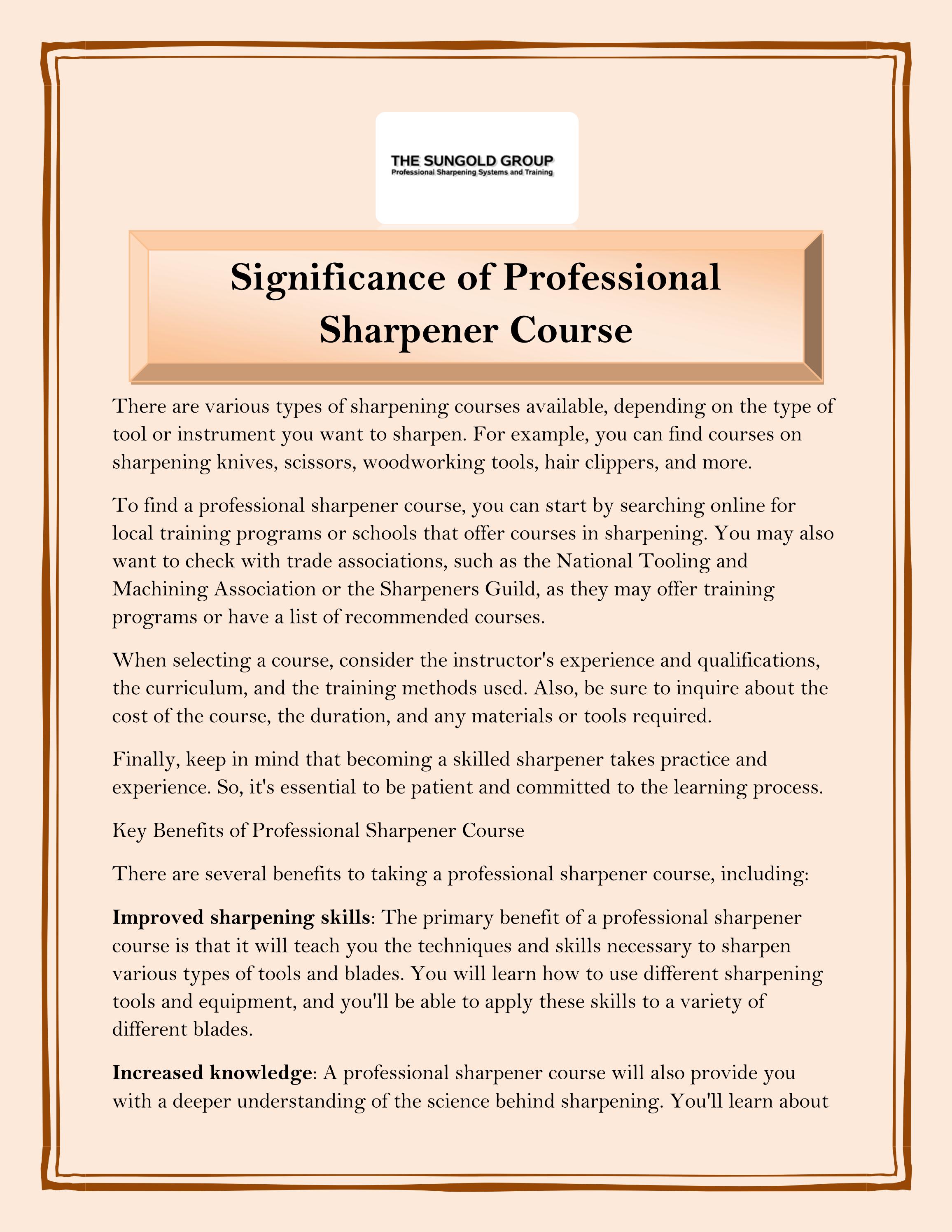 Significance of Professional Sharpener Course by Jason pintel Issuu