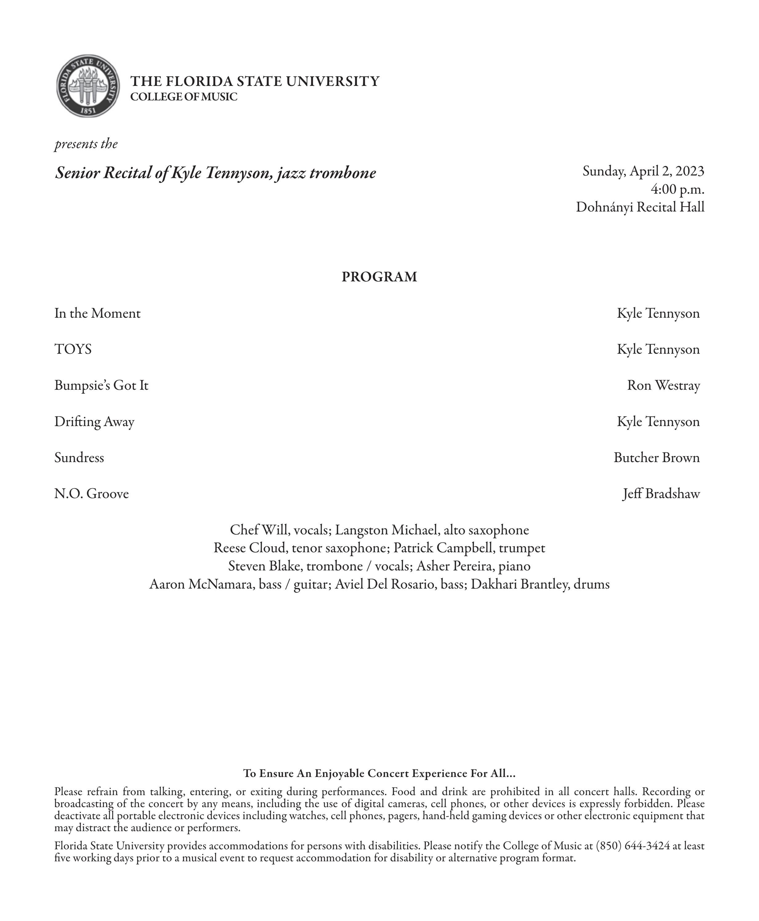 20230402_Tennyson by Florida State University College of Music Issuu