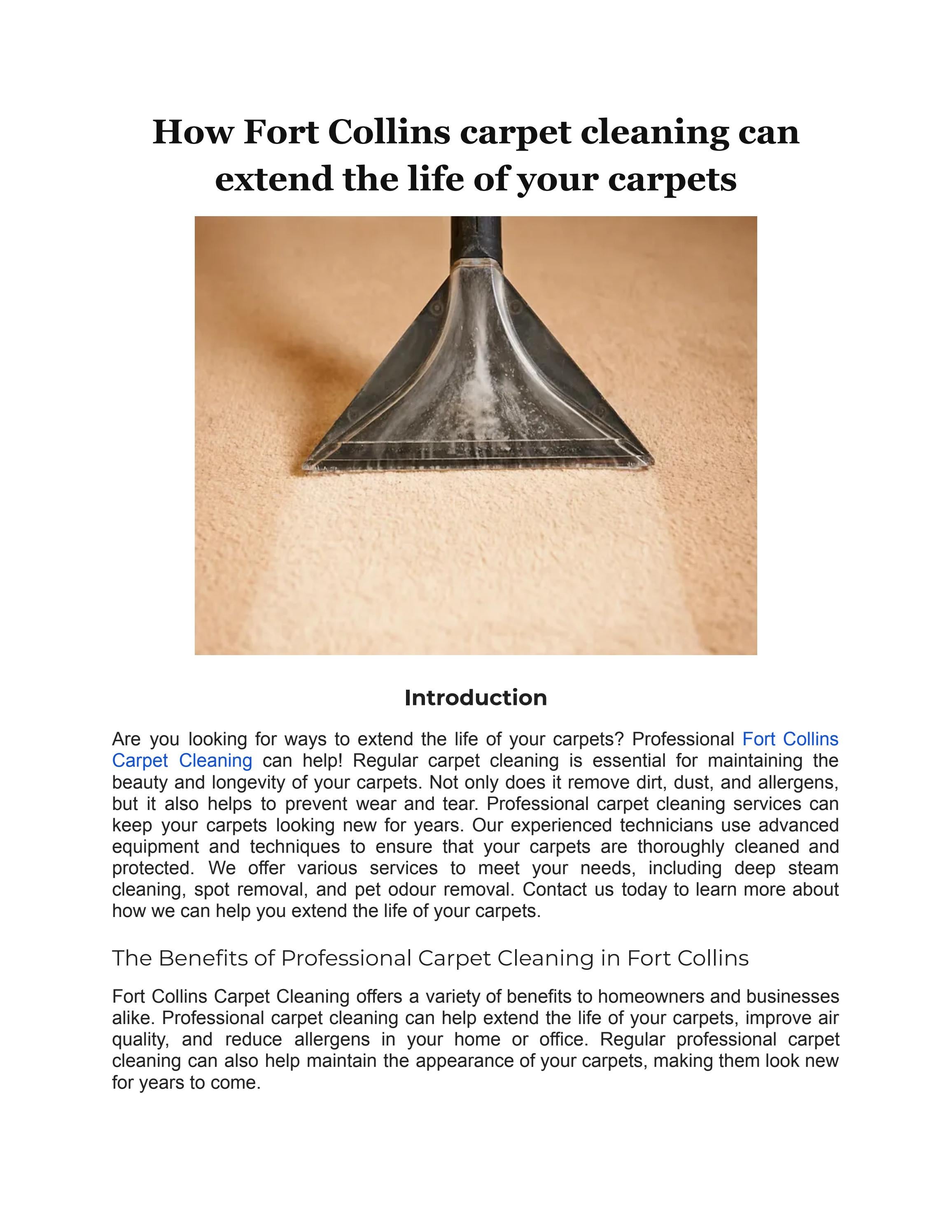 How Fort Collins carpet cleaning can extend the life of your carpets by