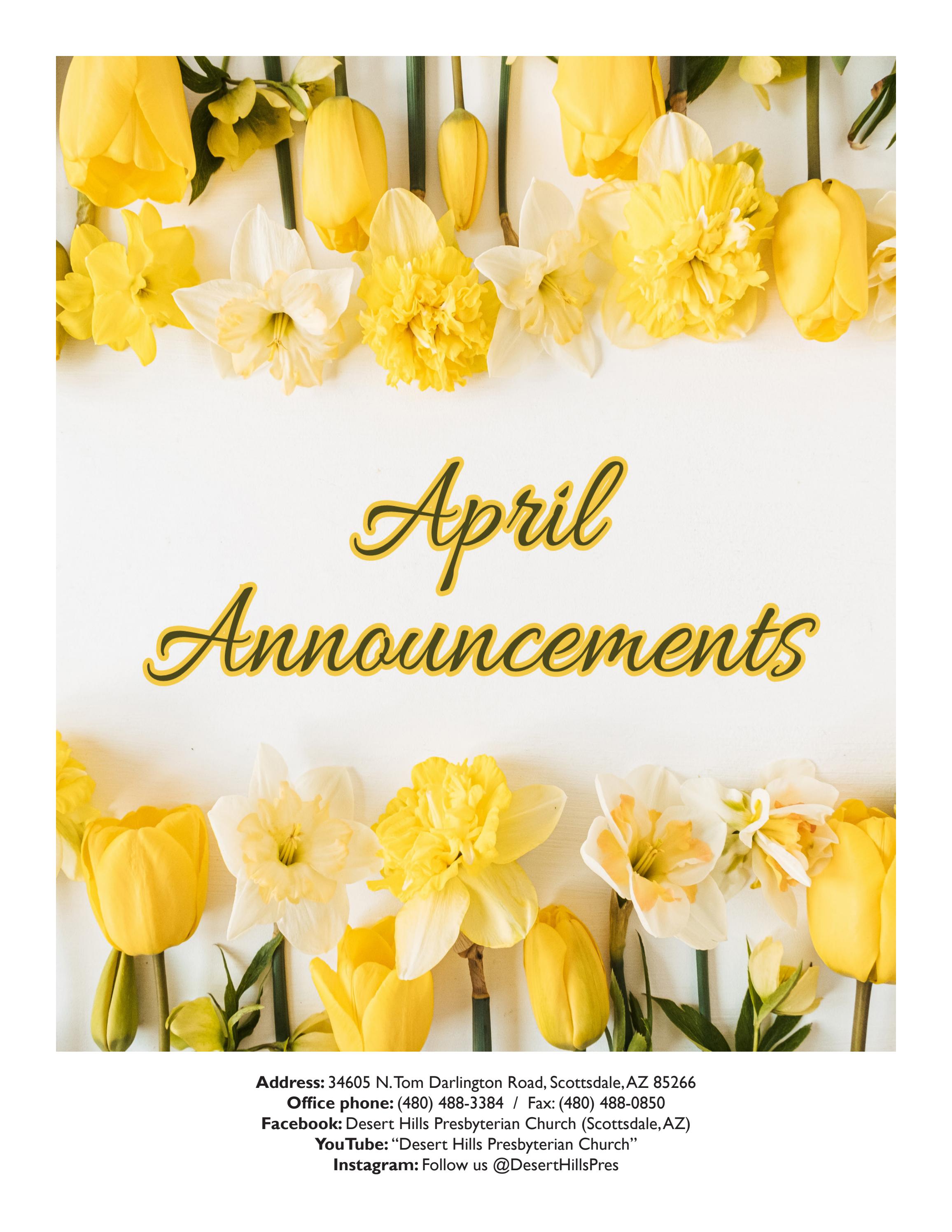 April Announcements by Desert Hills Presbyterian Church Issuu