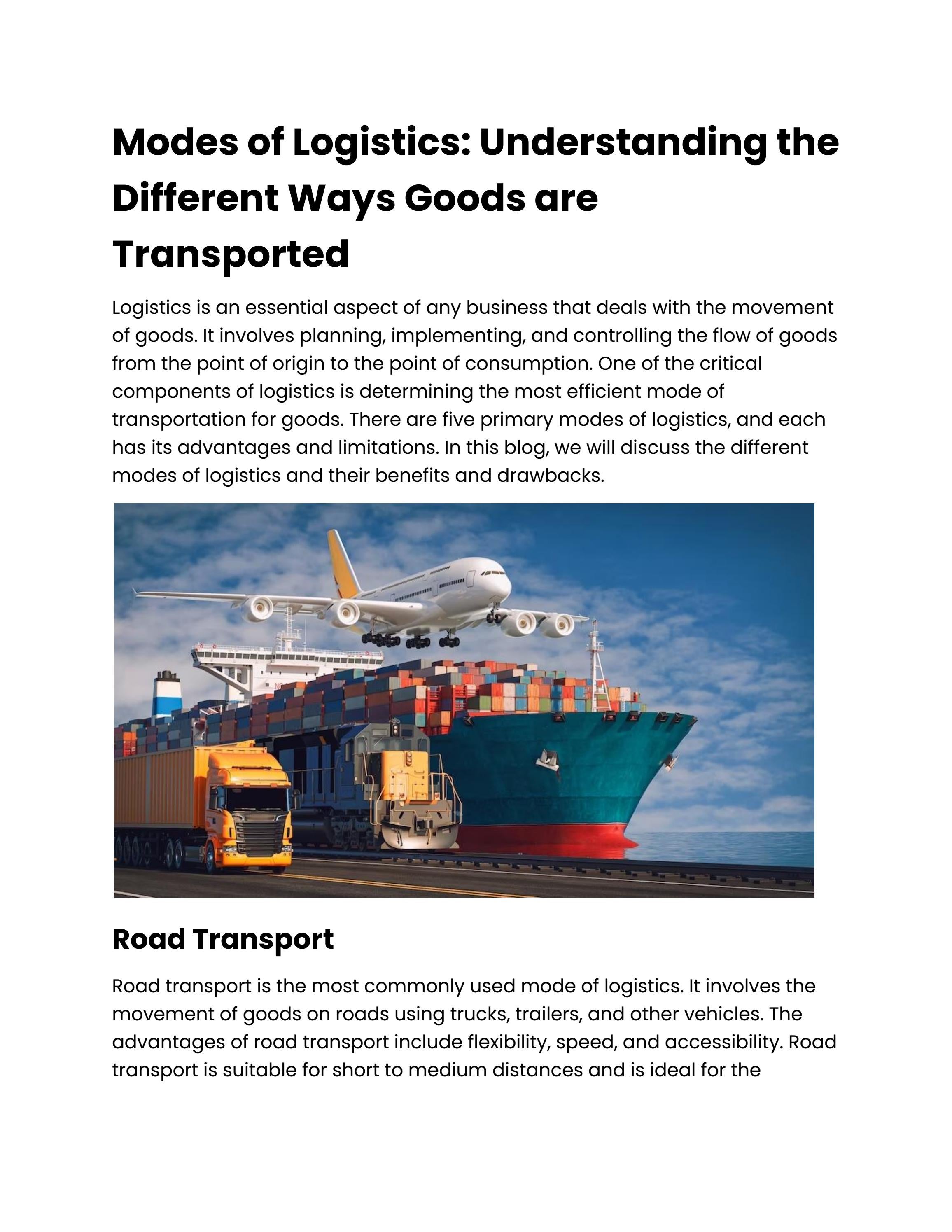 Modes of Logistics: Understanding the Different Ways Goods are ...