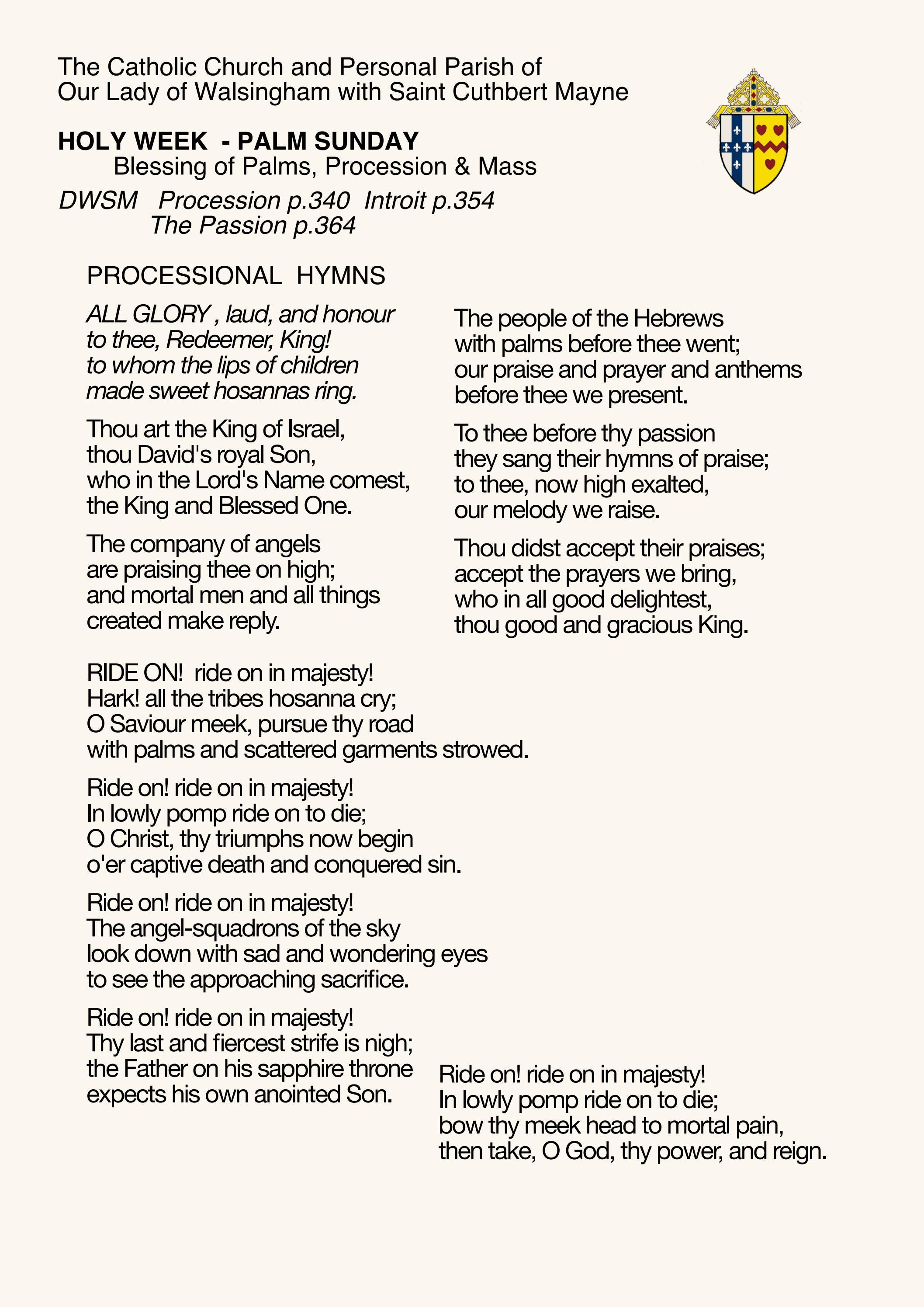 PALM SUNDAY -HYMN SHEET with Ordo by David Lashbrooke - Issuu