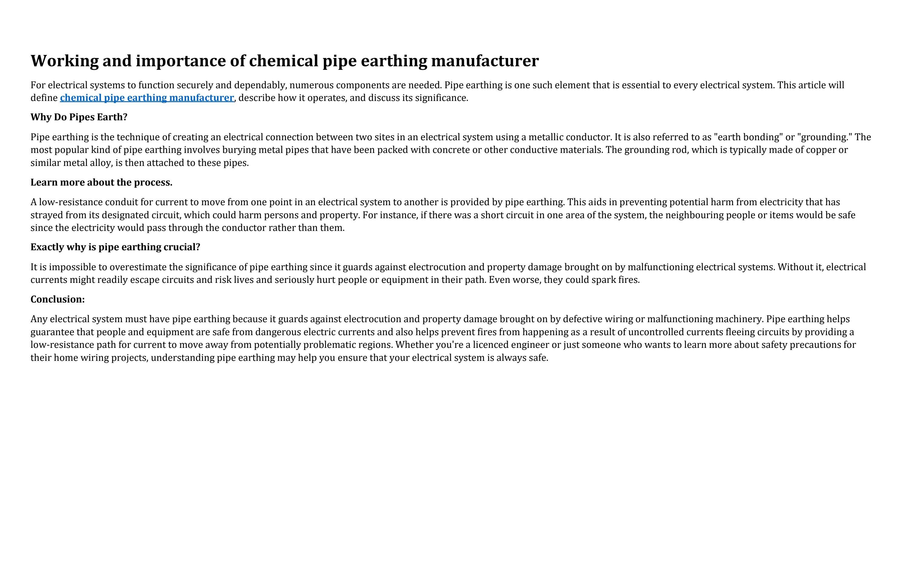 working-and-importance-of-chemical-pipe-earthing-manufacturer-by
