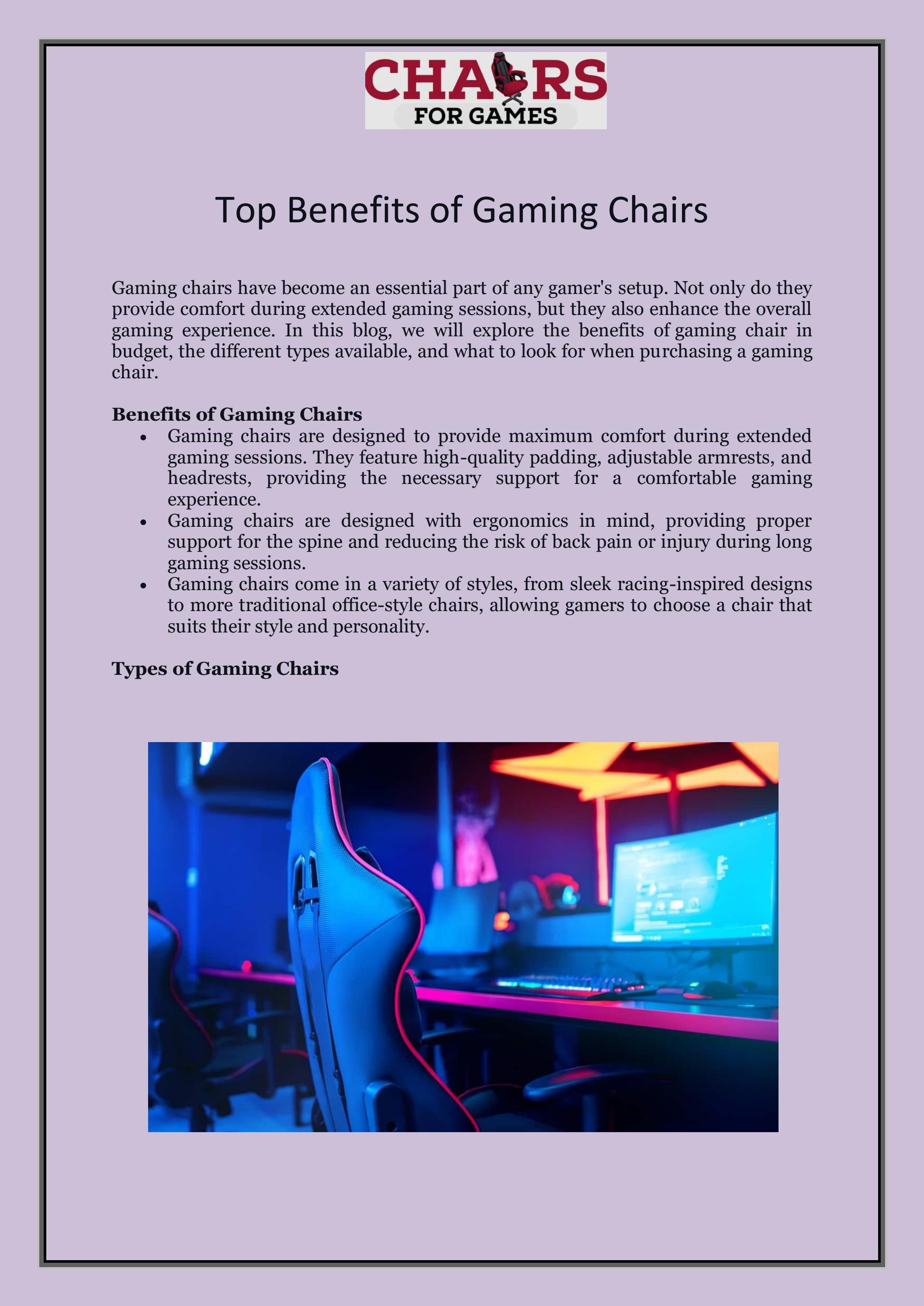 Top Benefits of Gaming Chairs by Issuu