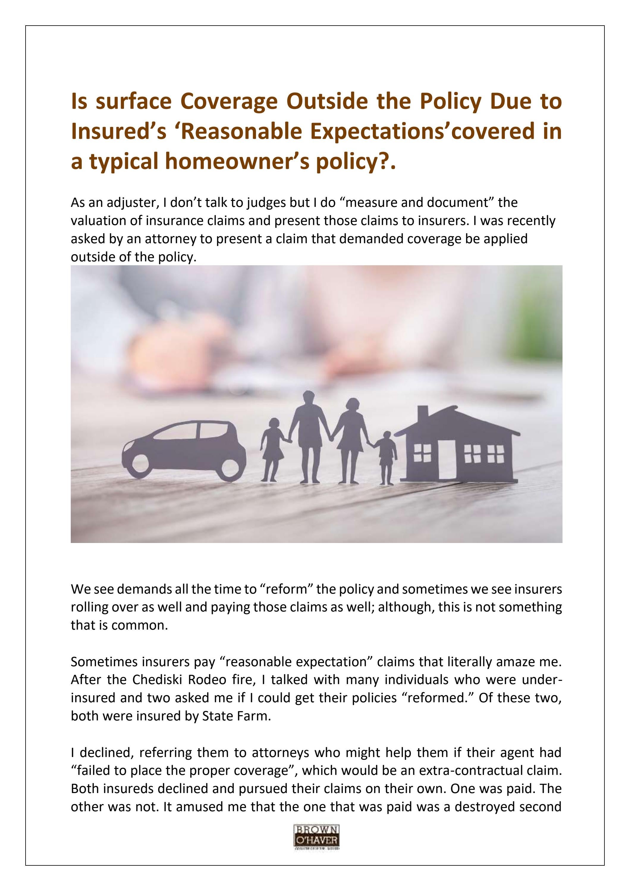 Reasonable Expectations'covered in a typical homeowner's policy?. by  brownohaverok - Issuu