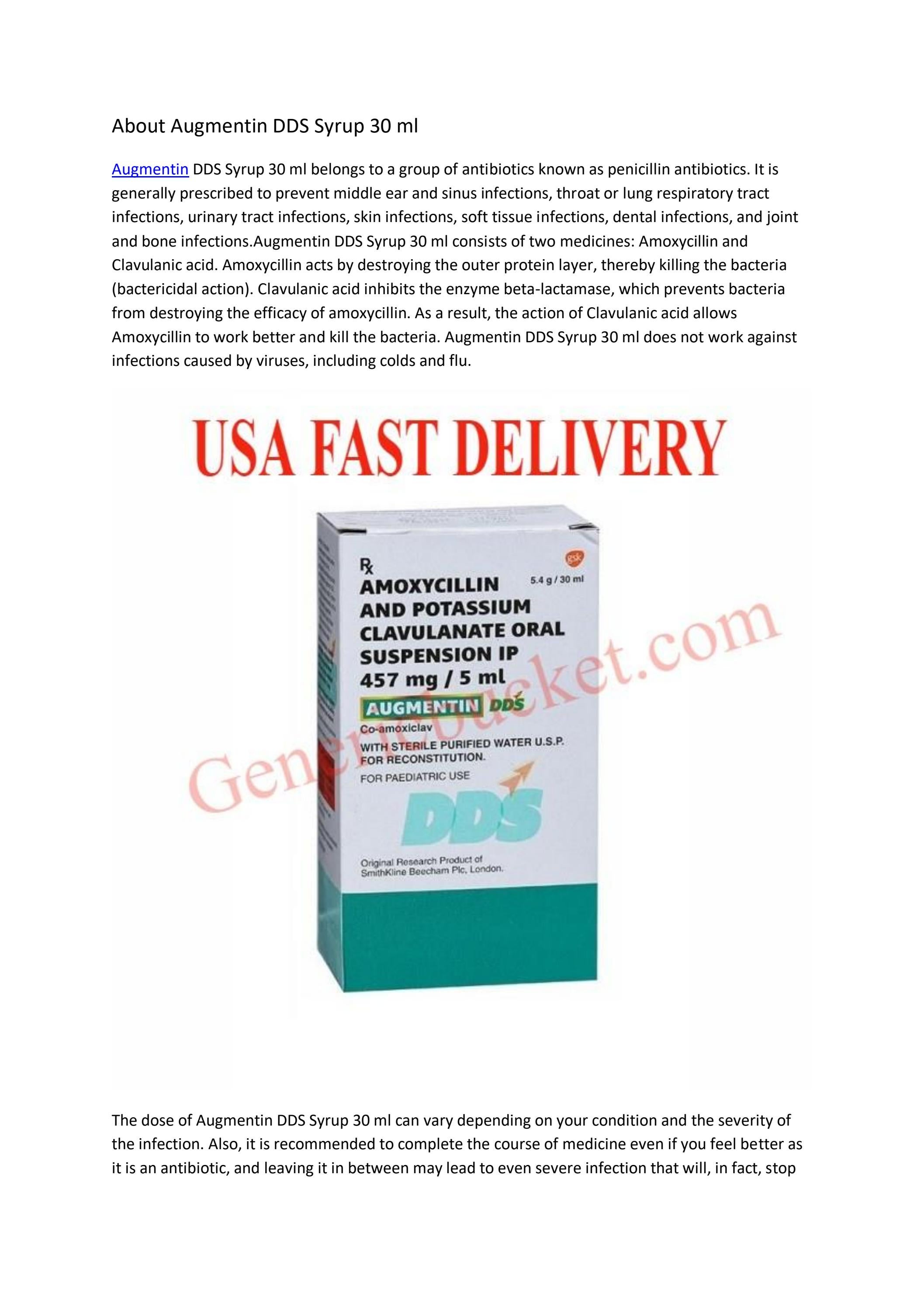 About Augmentin DDS Syrup 30 ml by genericbucket pharma - Issuu