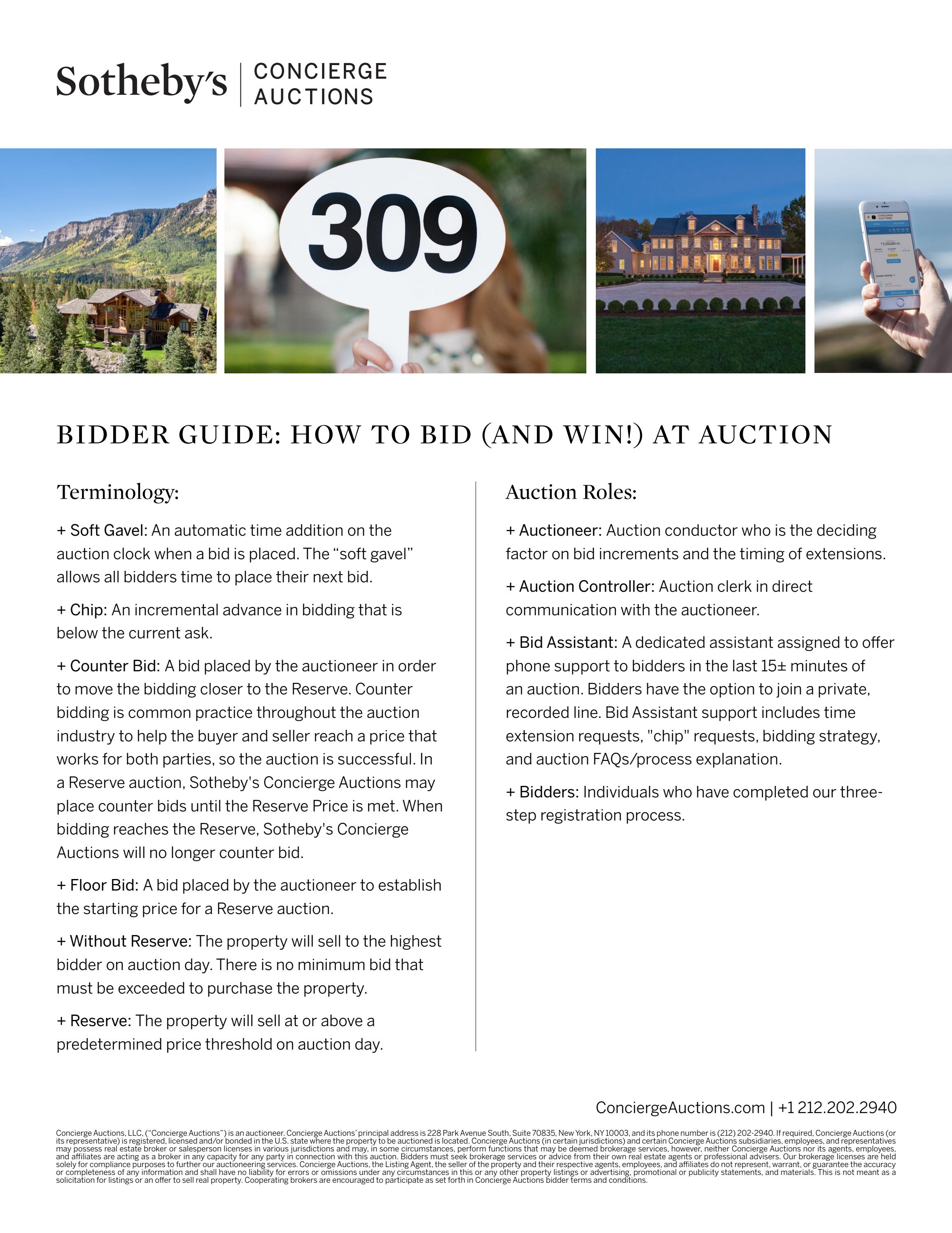 Sotheby's Concierge Auctions Bidder Guide Onesheet by Sotheby's ...