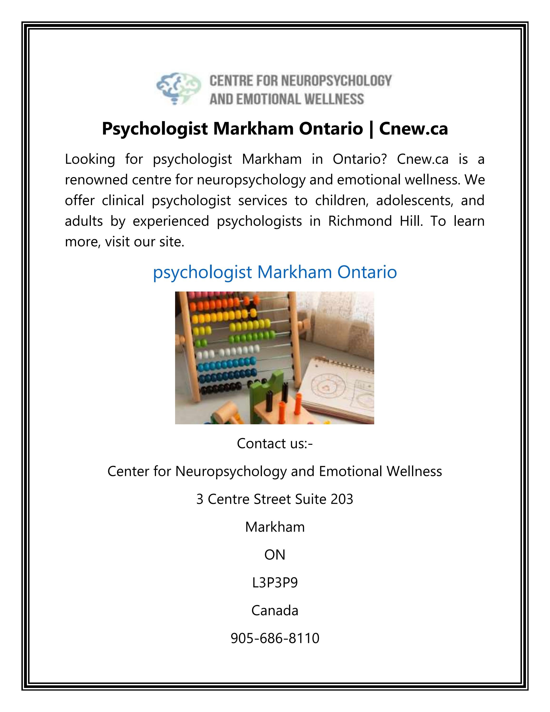 Psychologist Markham Ontario Cnew.ca by Center for Neuropsychology and Emotional Wellness Issuu