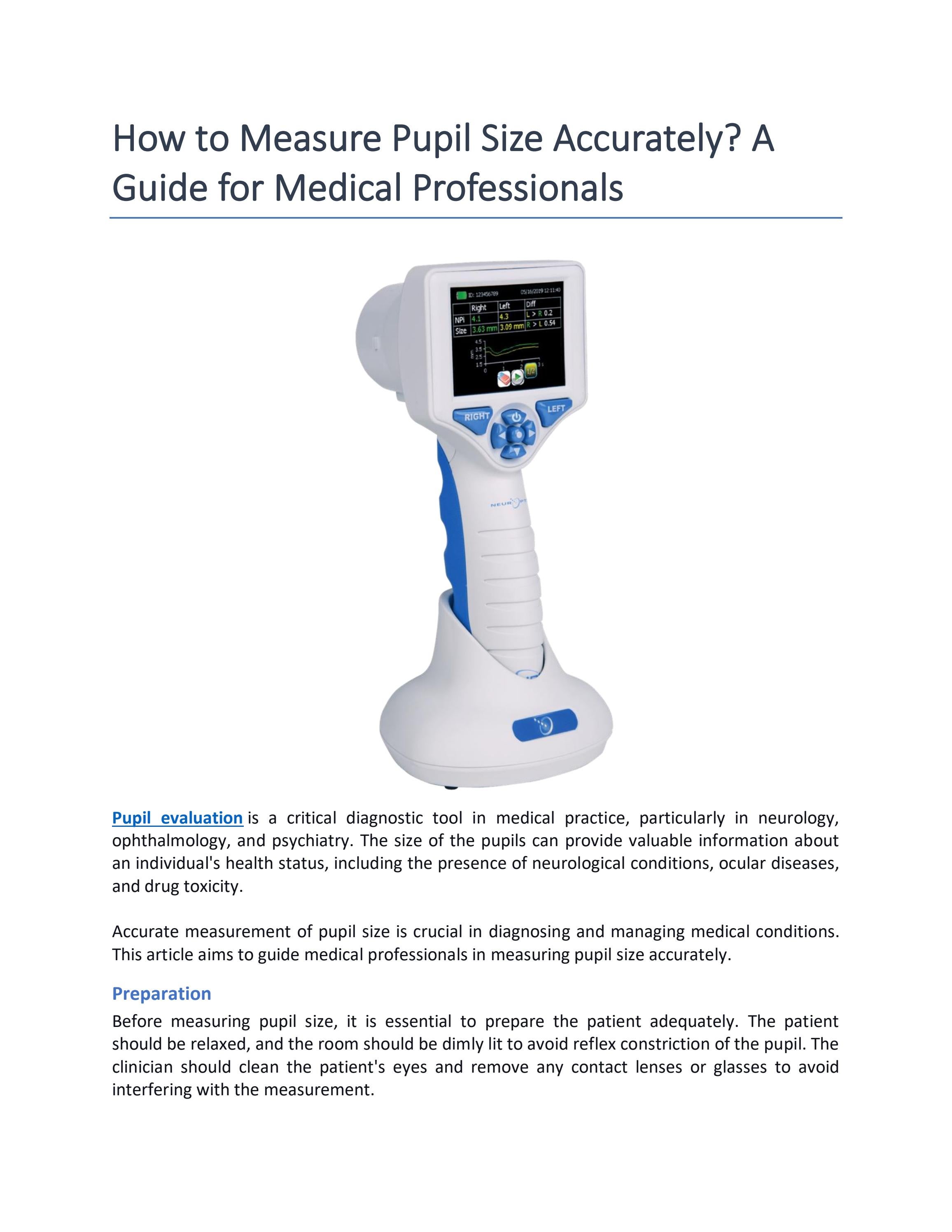How to Measure Pupil Size Accurately? A Guide for Medical Professionals by NeurOptics, Inc. Issuu