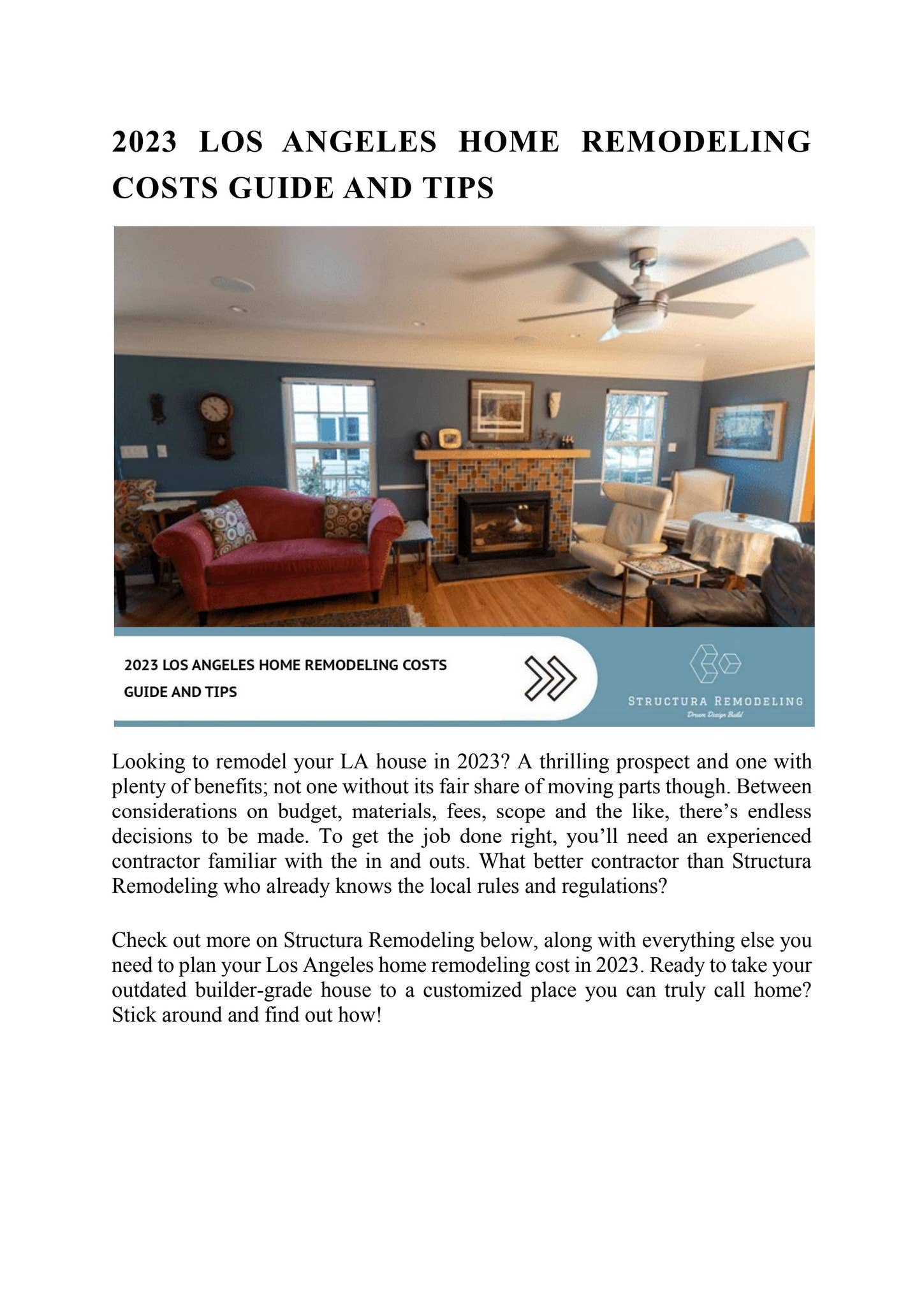 Home Renovation Costs in Los Angeles 2025 - Price Breakdown by Room
