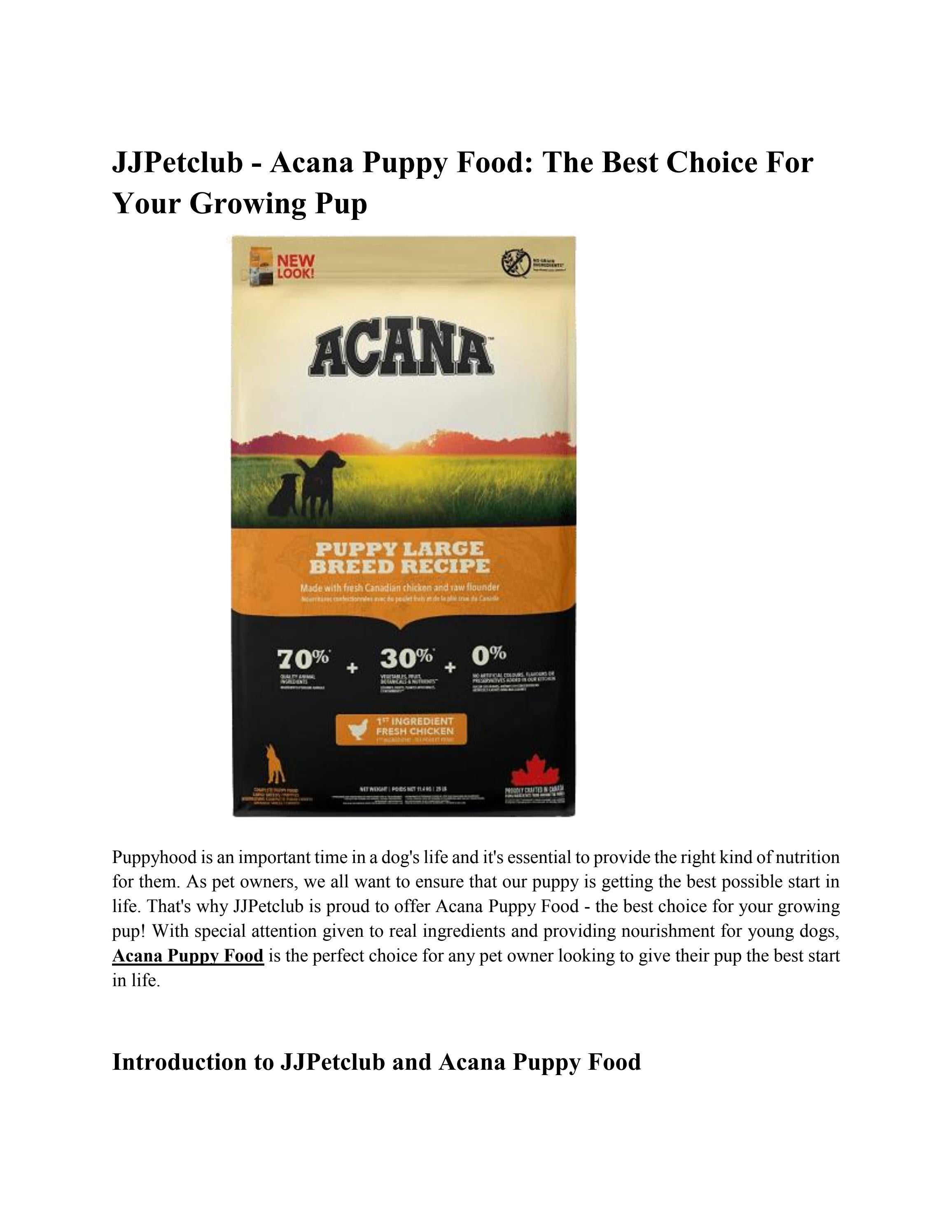 Acana Puppy Food The Best Choice For Your Growing Pup by