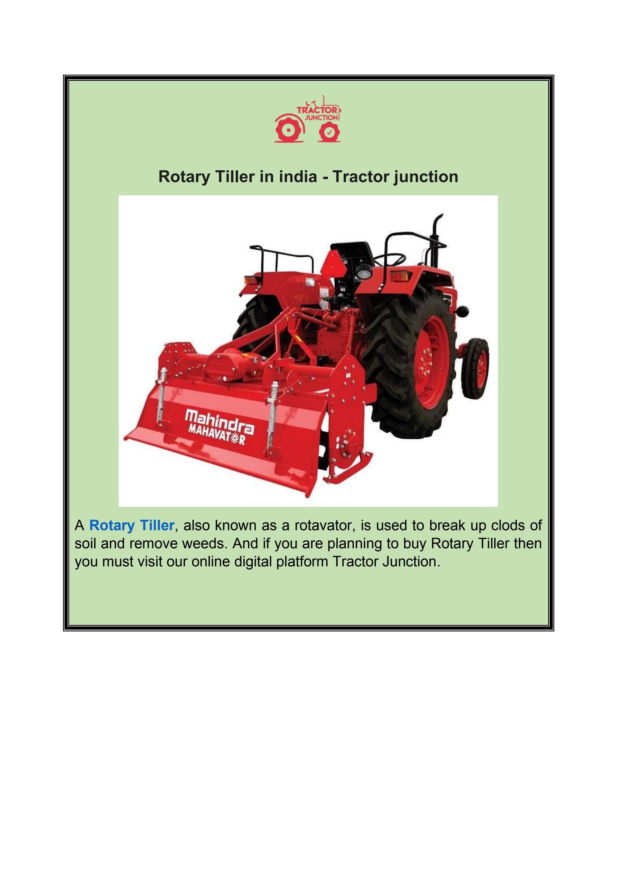 Rotary Tiller in india Tractor junction by cultivator Issuu