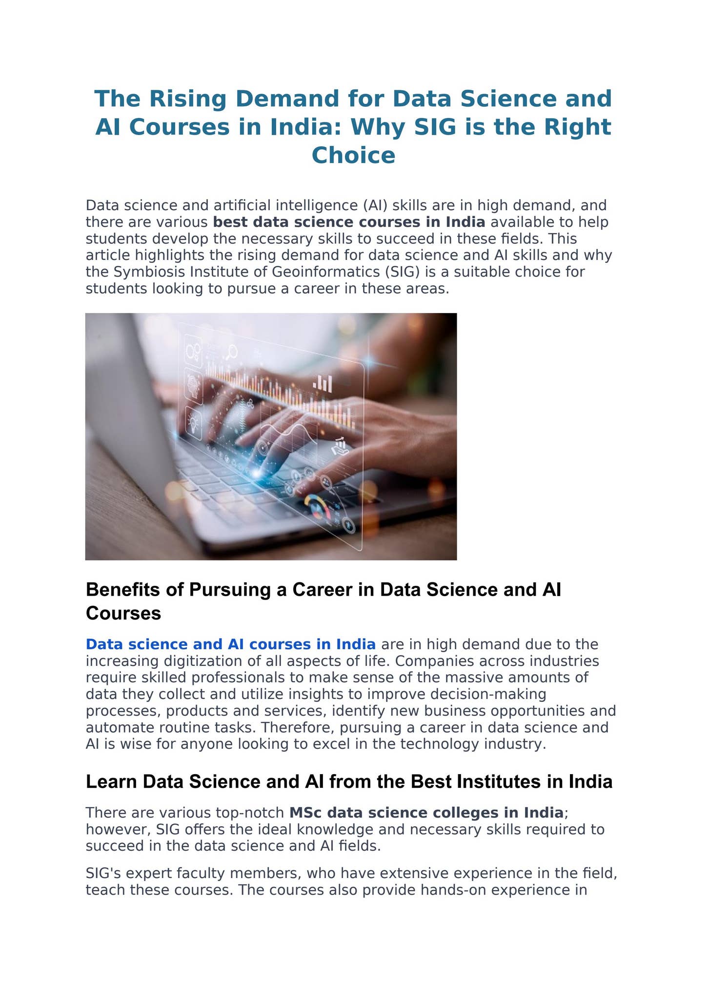 The Rising Demand for Data Science and AI Courses in India: Why SIG is ...