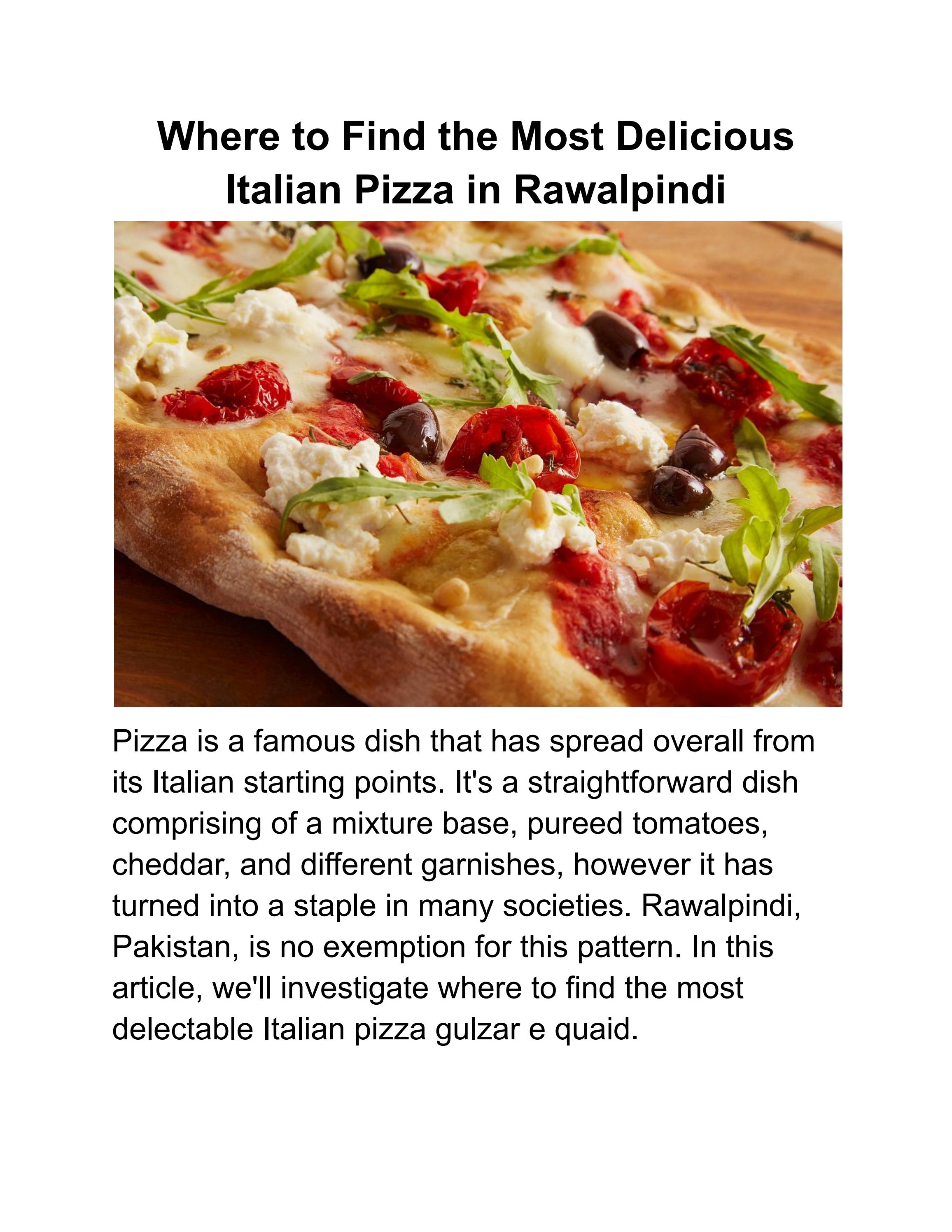 Where to Find the Most Delicious Italian Pizza in Rawalpindi by Crispy