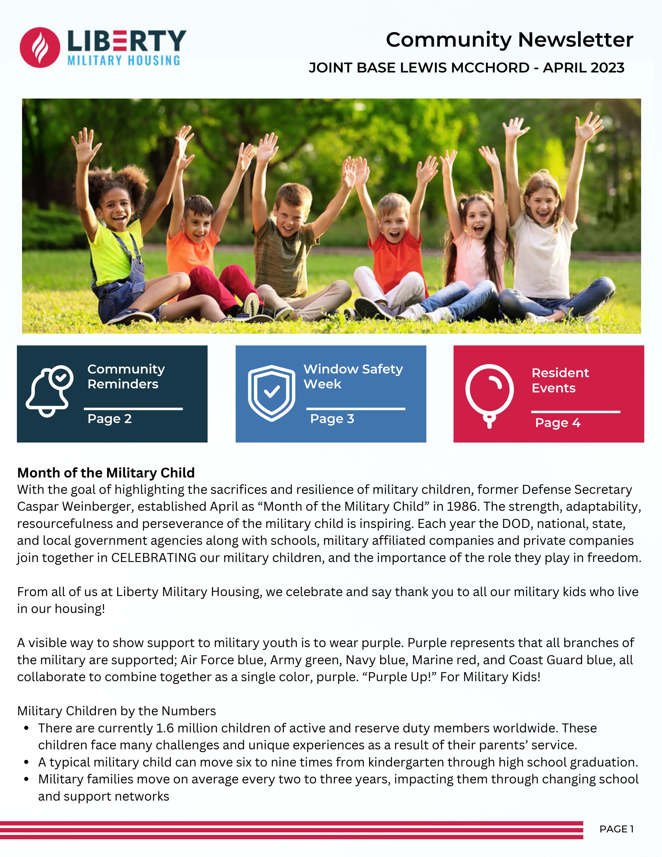 April 2023 Community Newsletter JBLM by Liberty Military Housing at