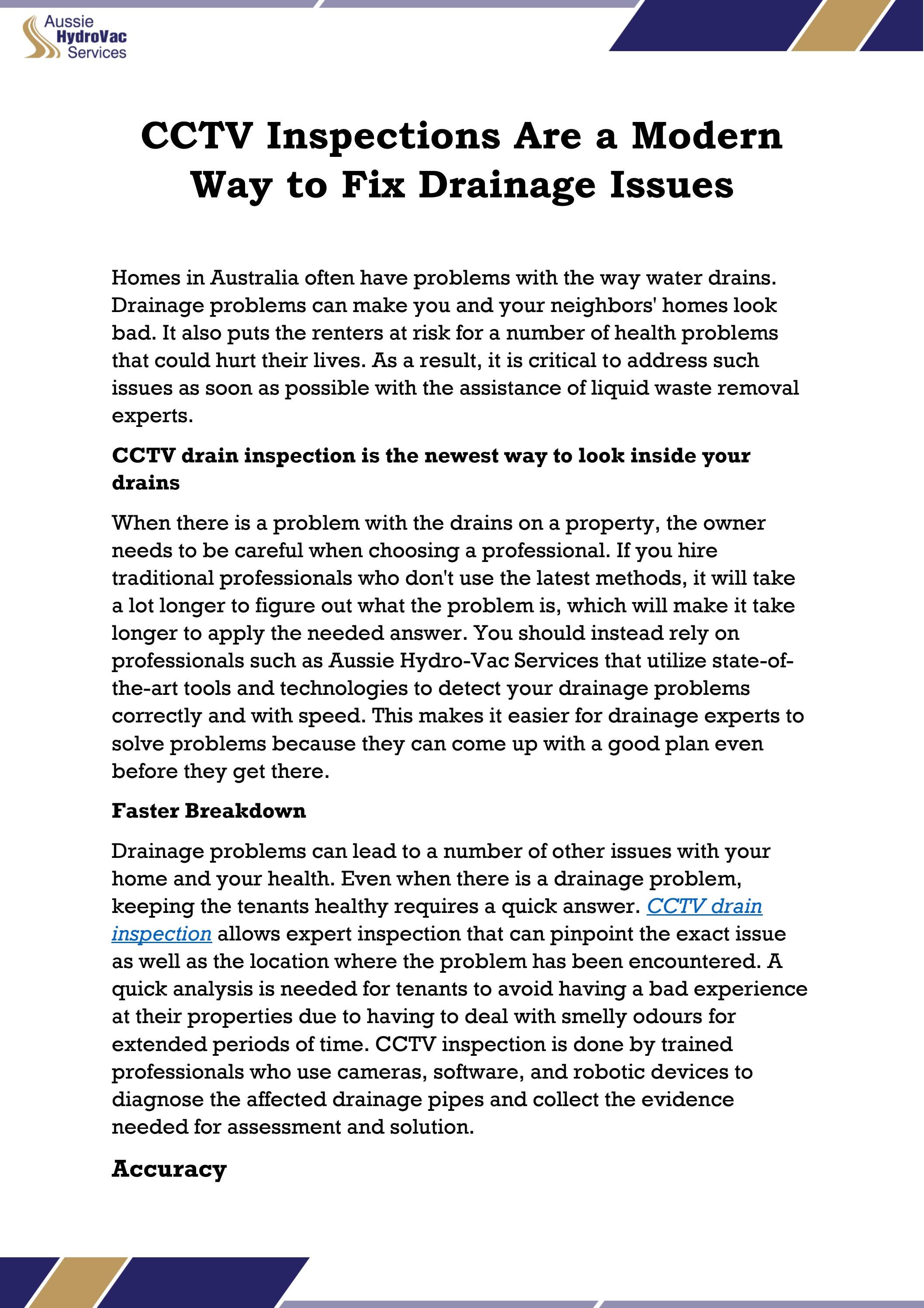 CCTV Drain Inspection by Aussie HydroVac by Aussie Hydrovac Issuu