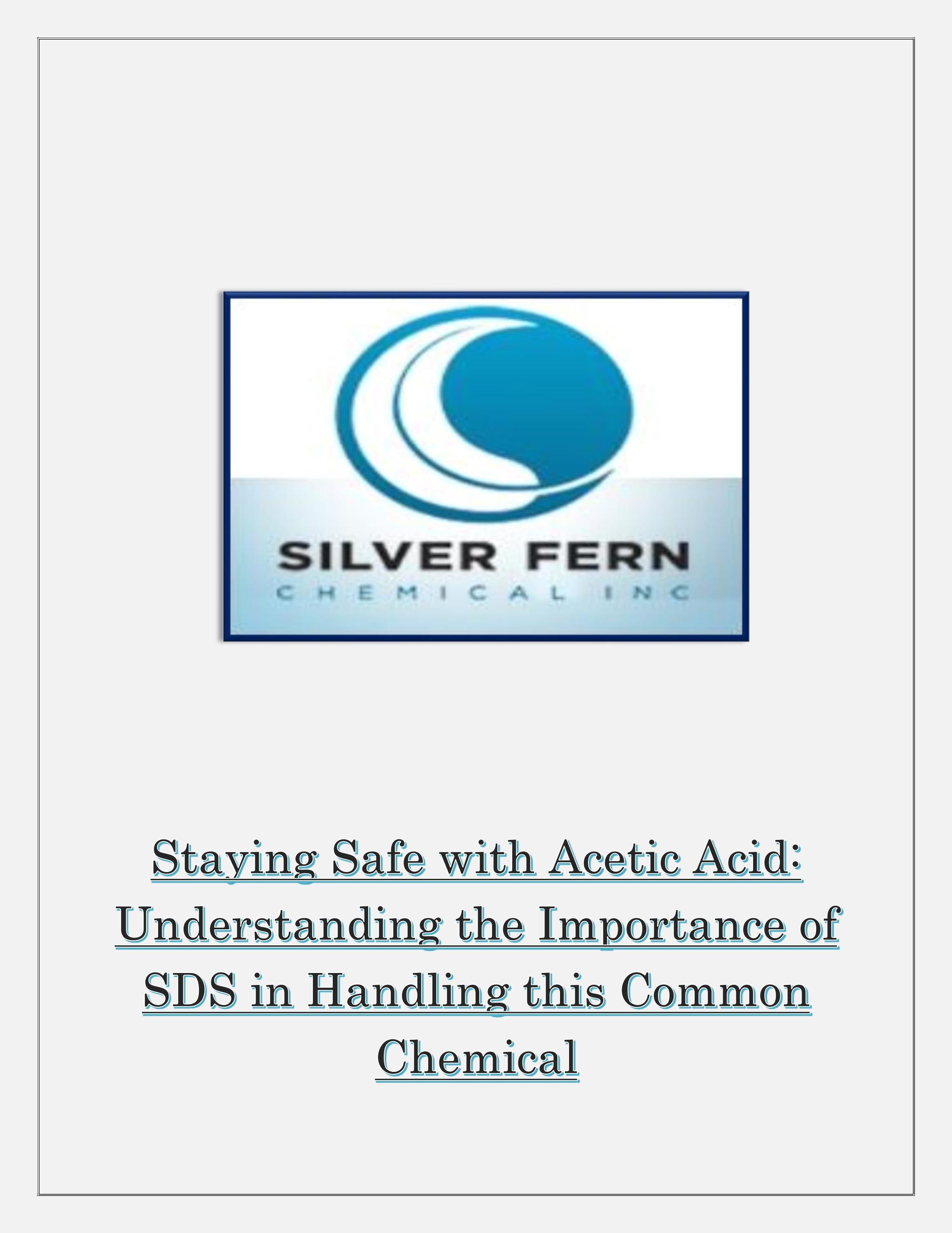 Staying Safe with Acetic Acid Understanding the Importance of SDS in Handling this Common