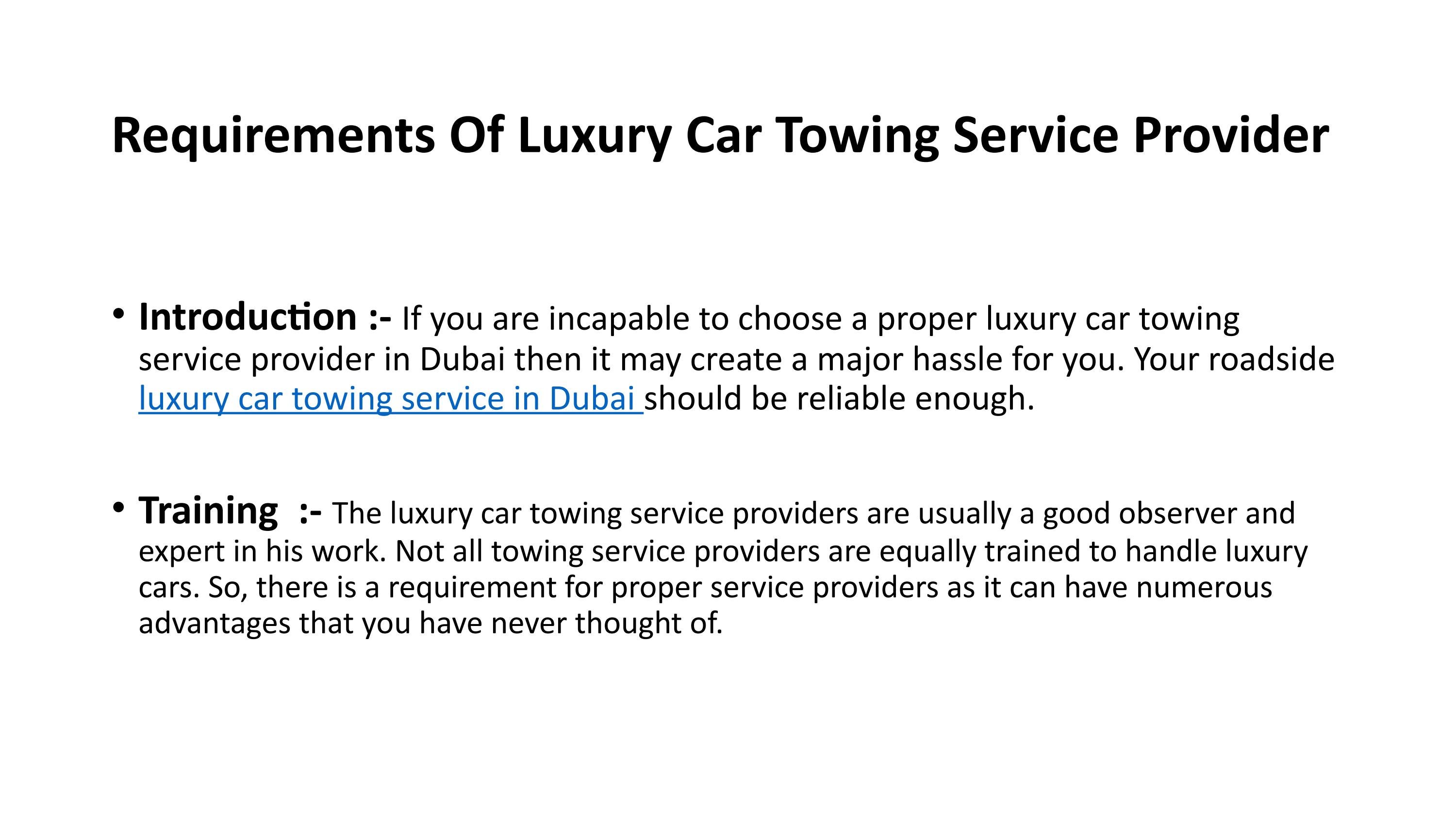 Requirements Of Luxury Car Towing Service Provider by LiftMyCar Issuu