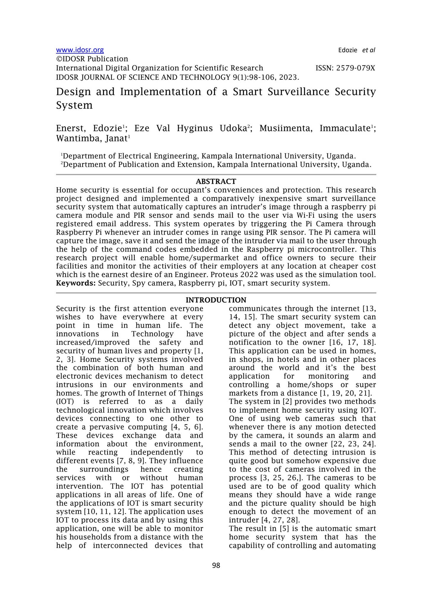 Design and Implementation of a Smart Surveillance Security System by ...