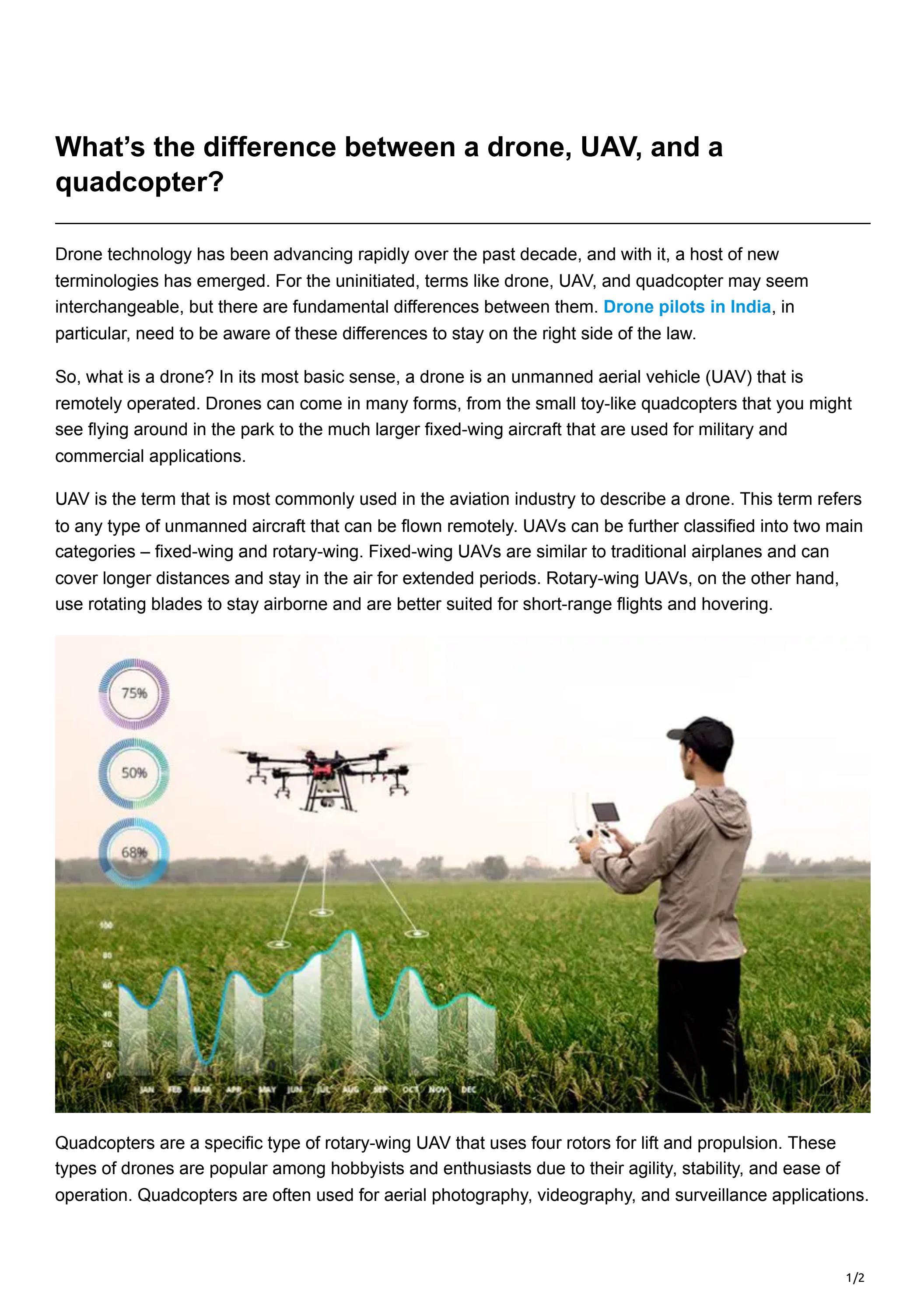 What’s the difference between a drone, UAV, and a quadcopter? by Drone